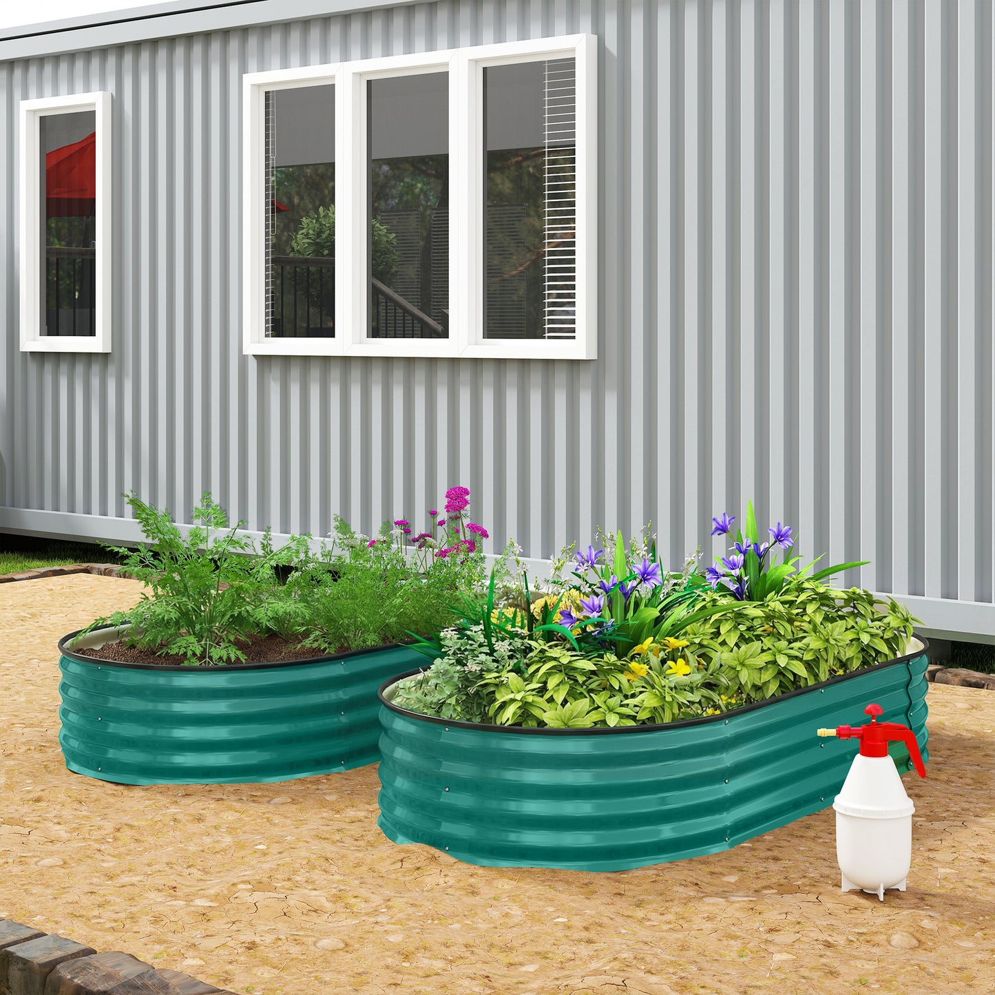 Galvanised Raised Garden Bed, Metal Planter Box with Safety Edging (8)
