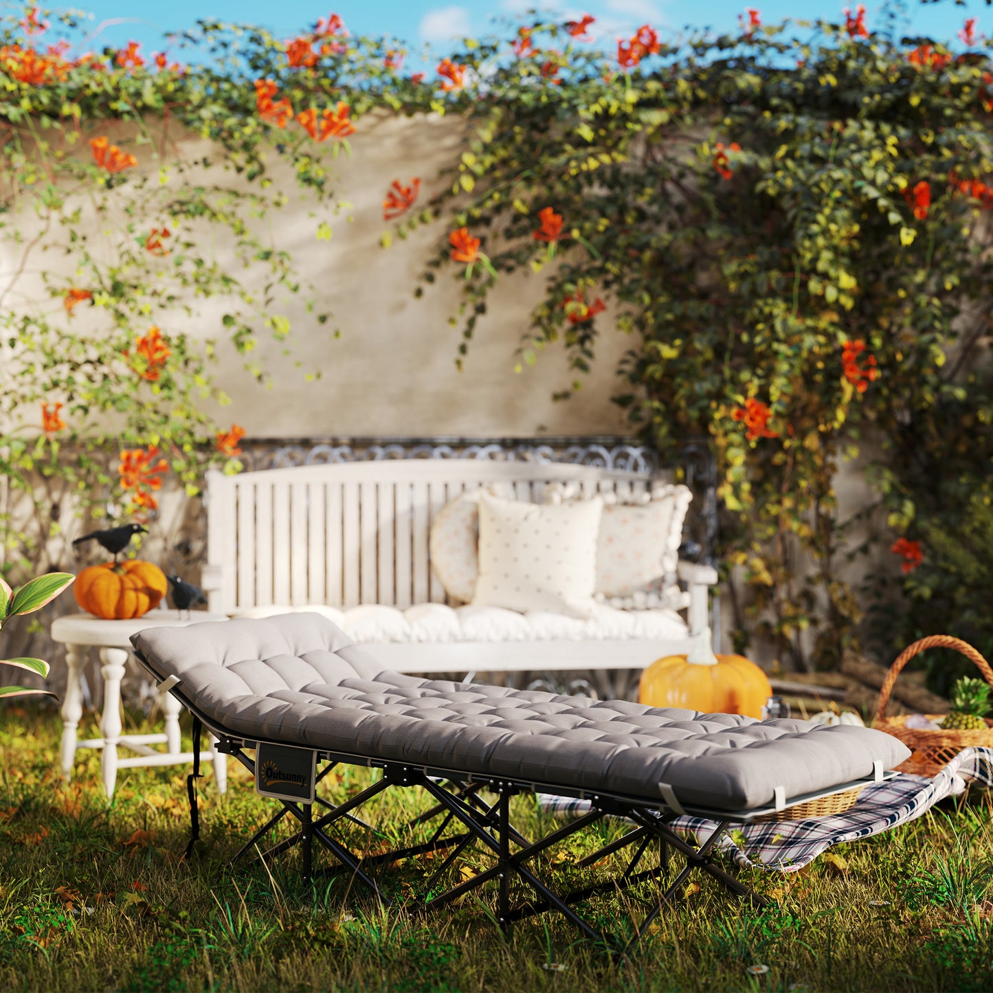 68cm Wide Folding Bed, Camping Cot for Adults with Mattress