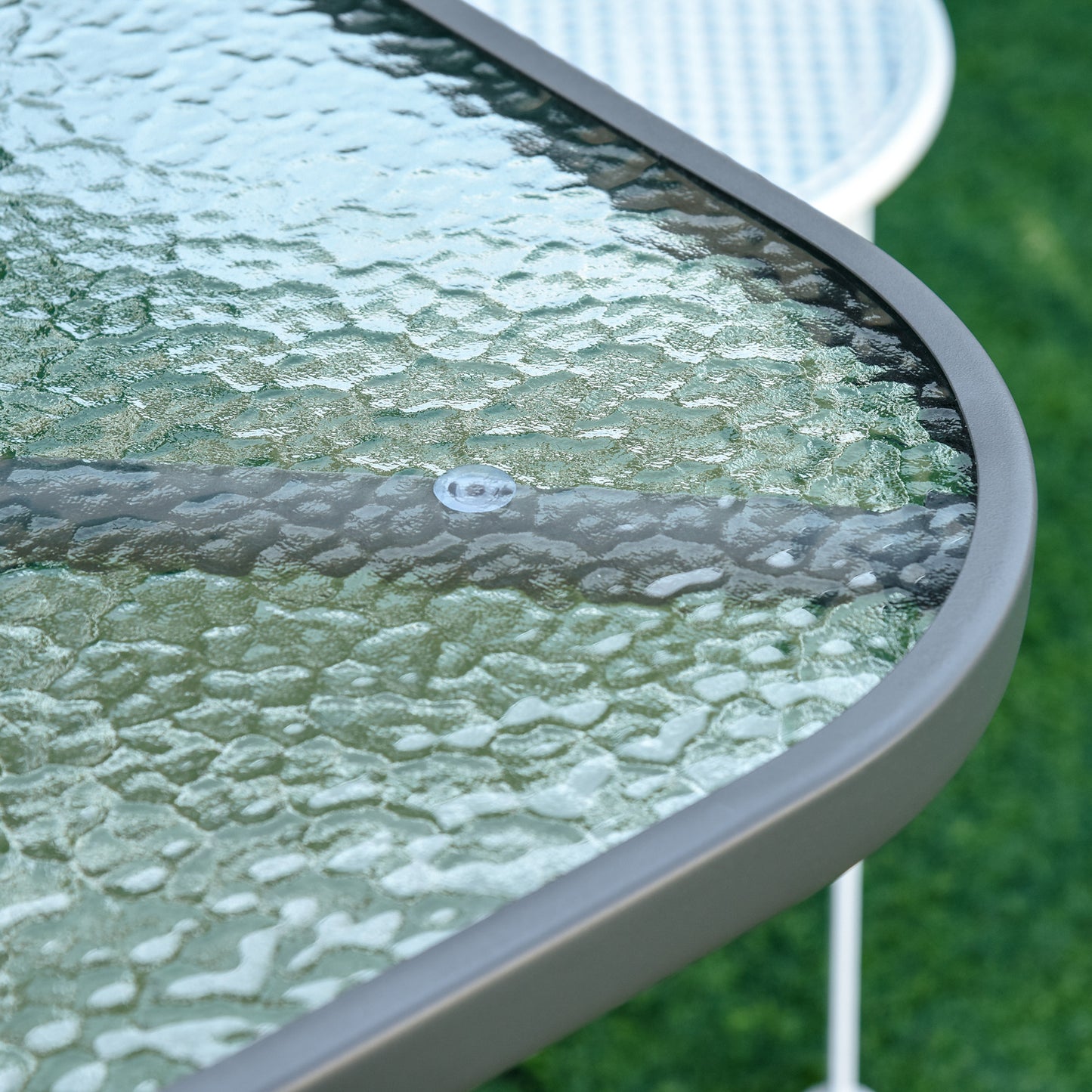Garden Dining Table Glass Top Metal Frame