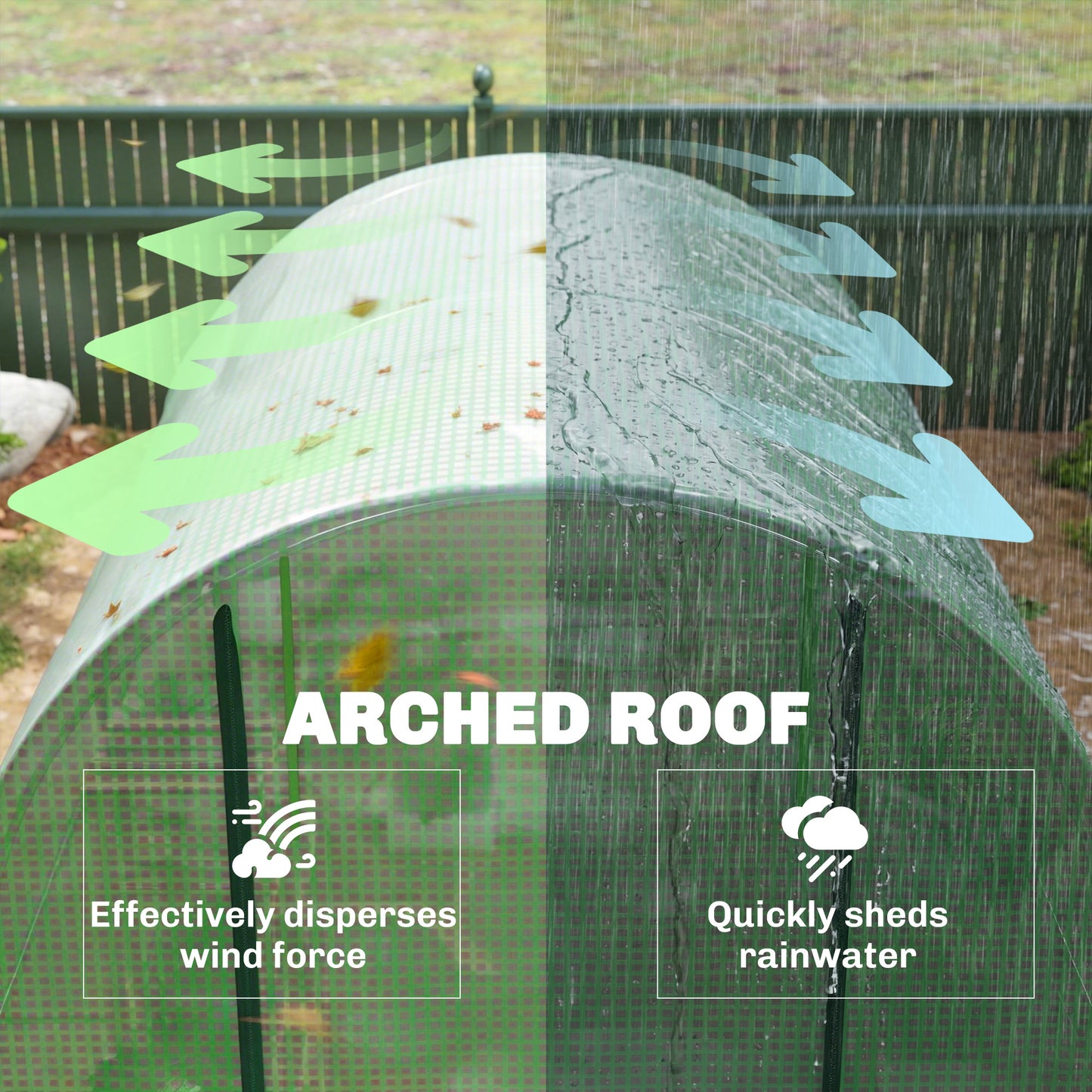 Walk-In Garden Polytunnel Greenhouse with Steel Frame, PE Cover
