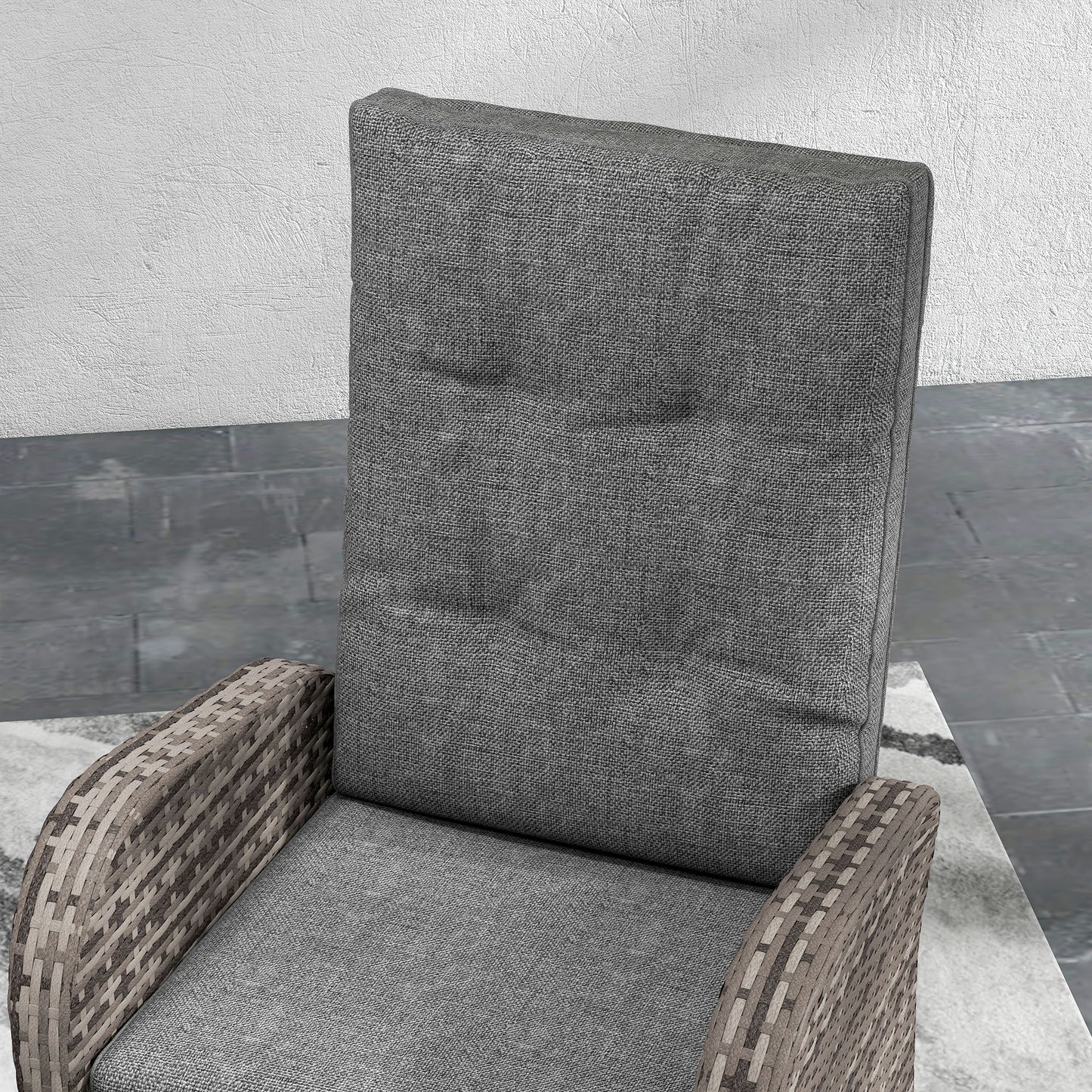 2 Seater Patio Rattan No Installation Chaise Lounge Sofa Set