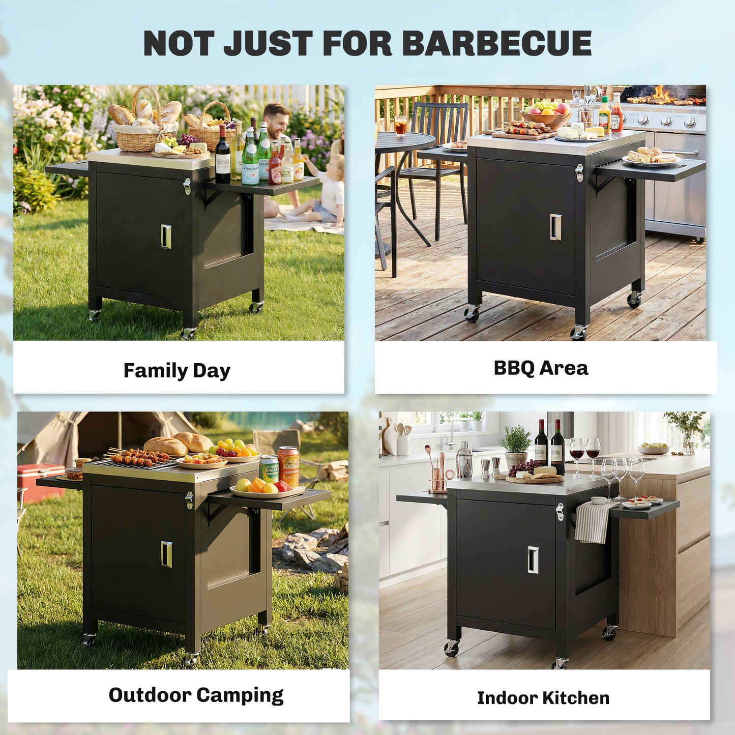 Outdoor Grill Cart with Stainless Steel Tabletop