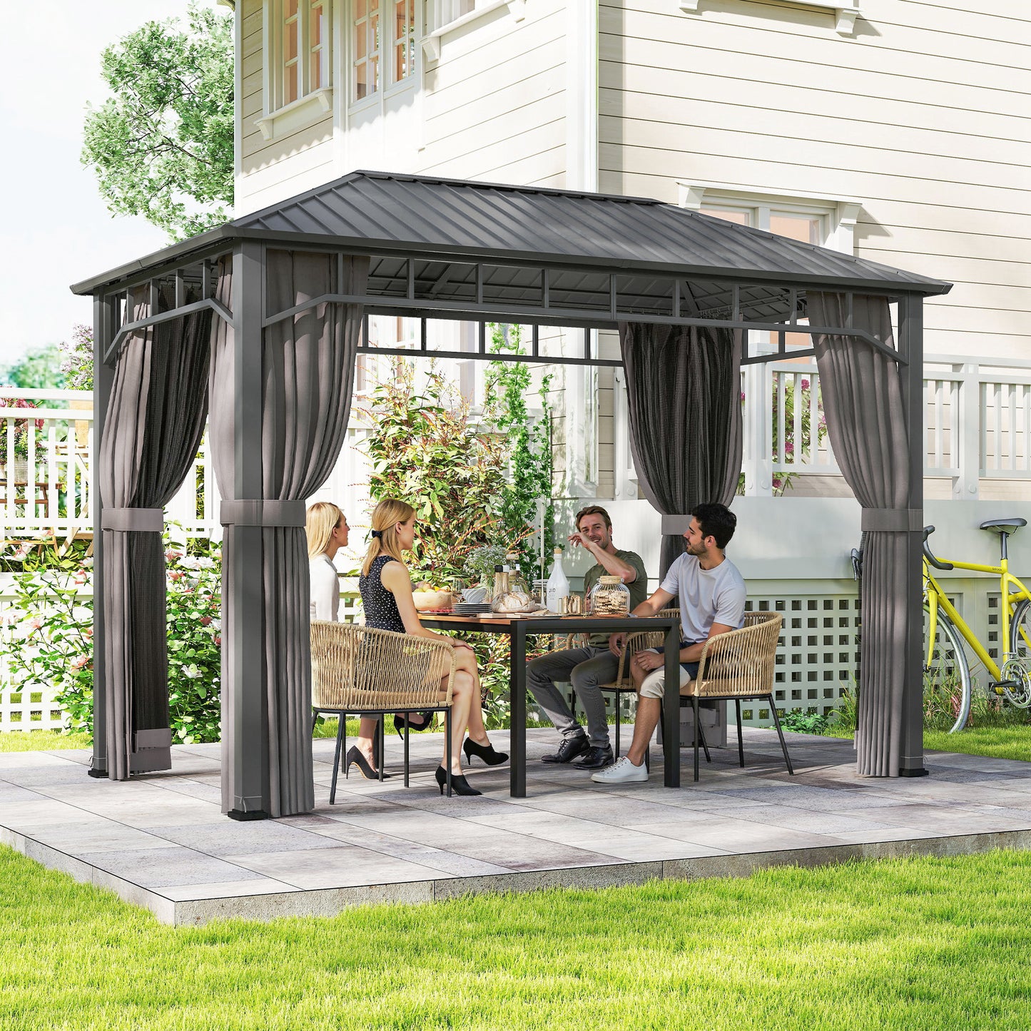 2 x 3.5 m Hardtop Gazebo with Galvanised Steel Roof