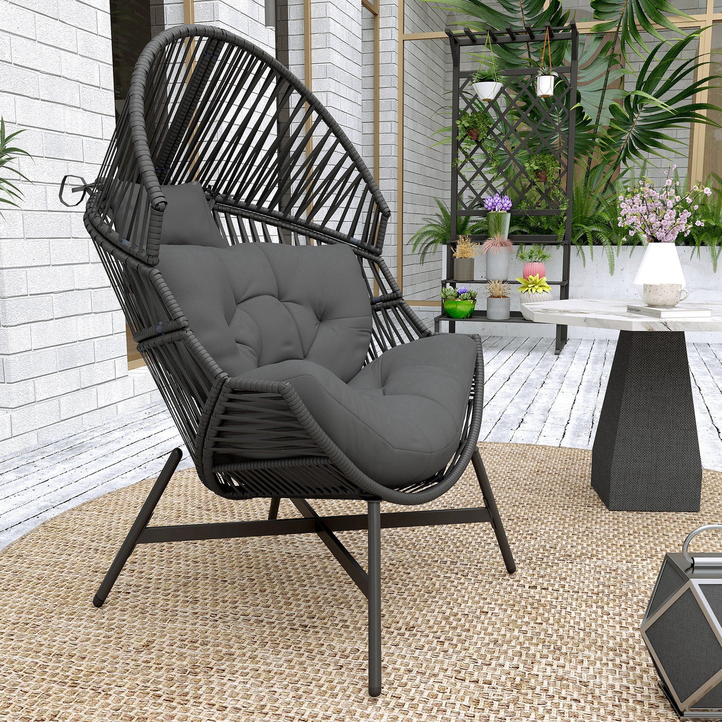 Rattan Egg Chair, Oversized Freestanding Garden Egg Chair