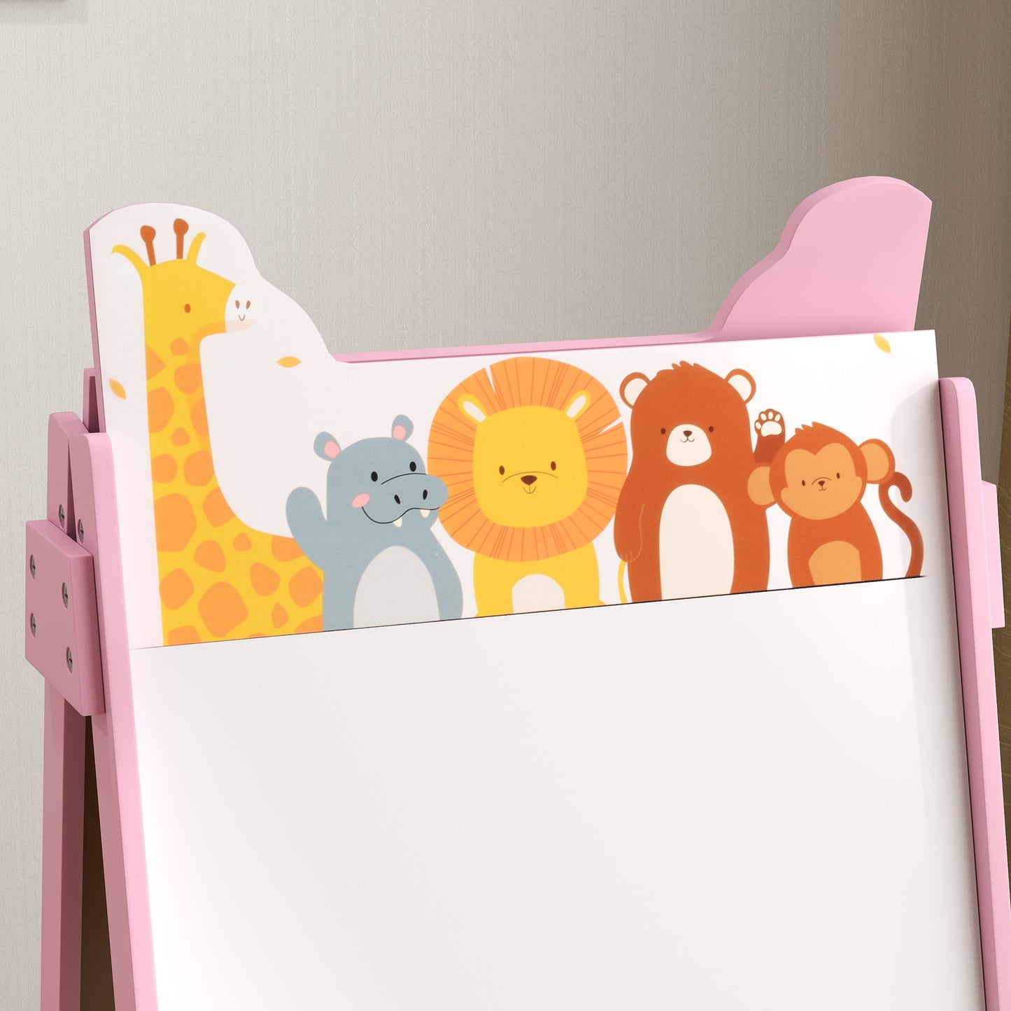 2 in 1 Kids Easel with Whiteboard, Chalkboard, Storage Boxes