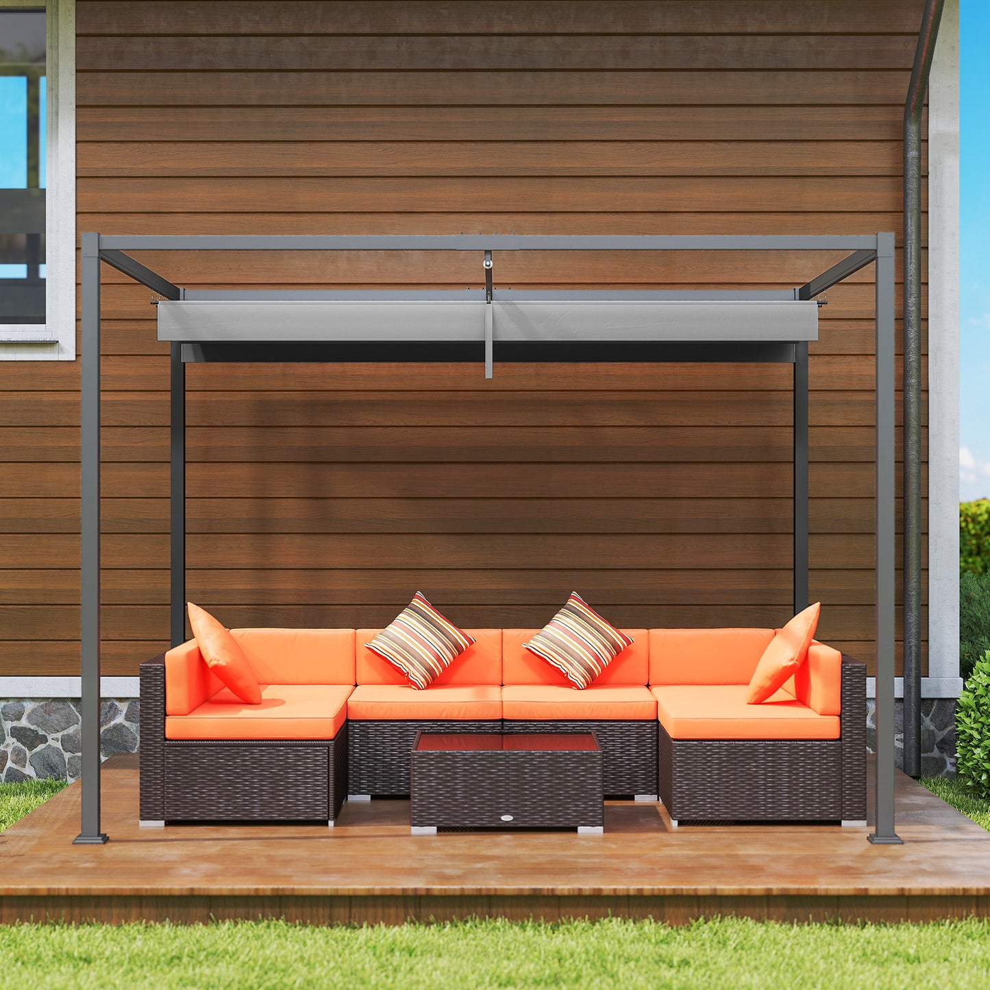 3 x 2m Metal Outdoor Pergola with Retractable Roof