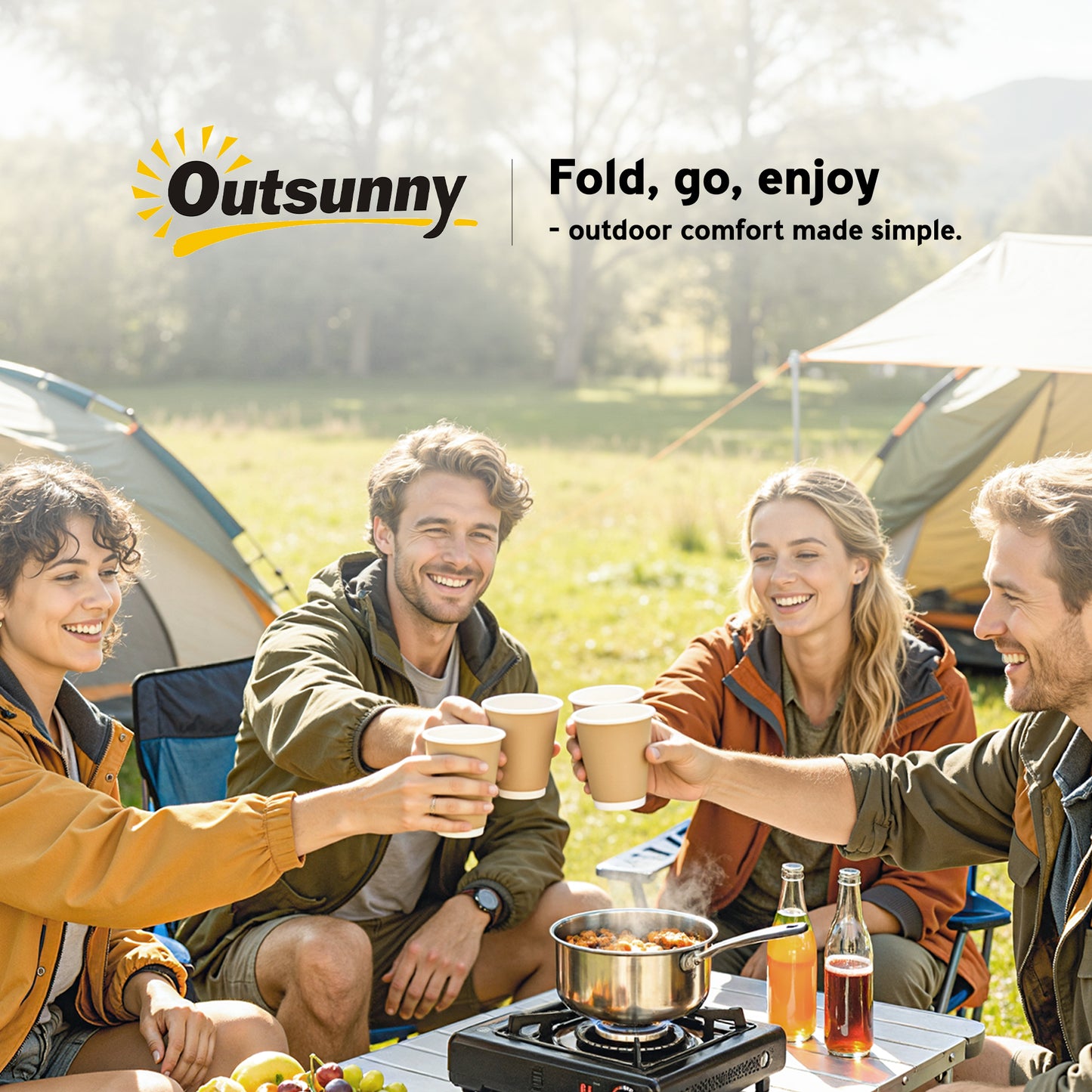 Folding Camping Table, 90 x 55 cm Height Adjustable Portable