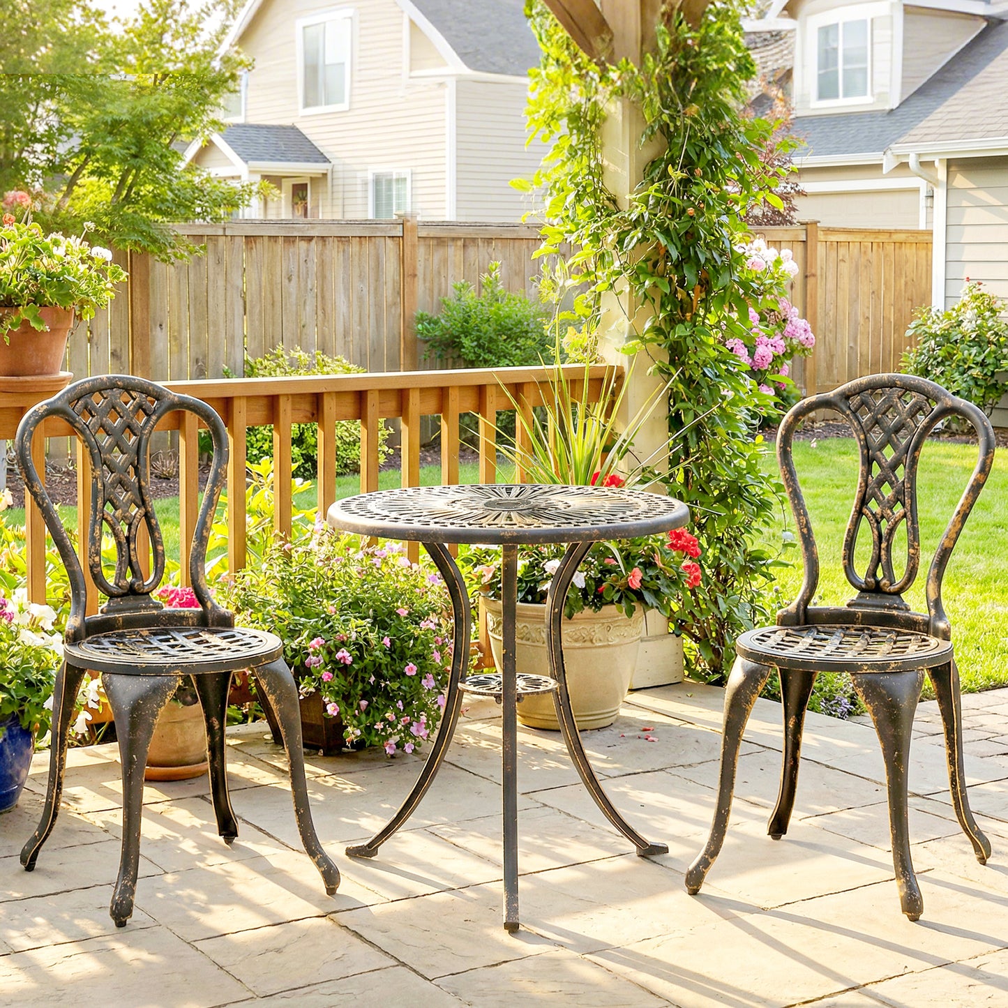 Outdoor Bistro Set for 2 Cast Aluminium Patio Furniture