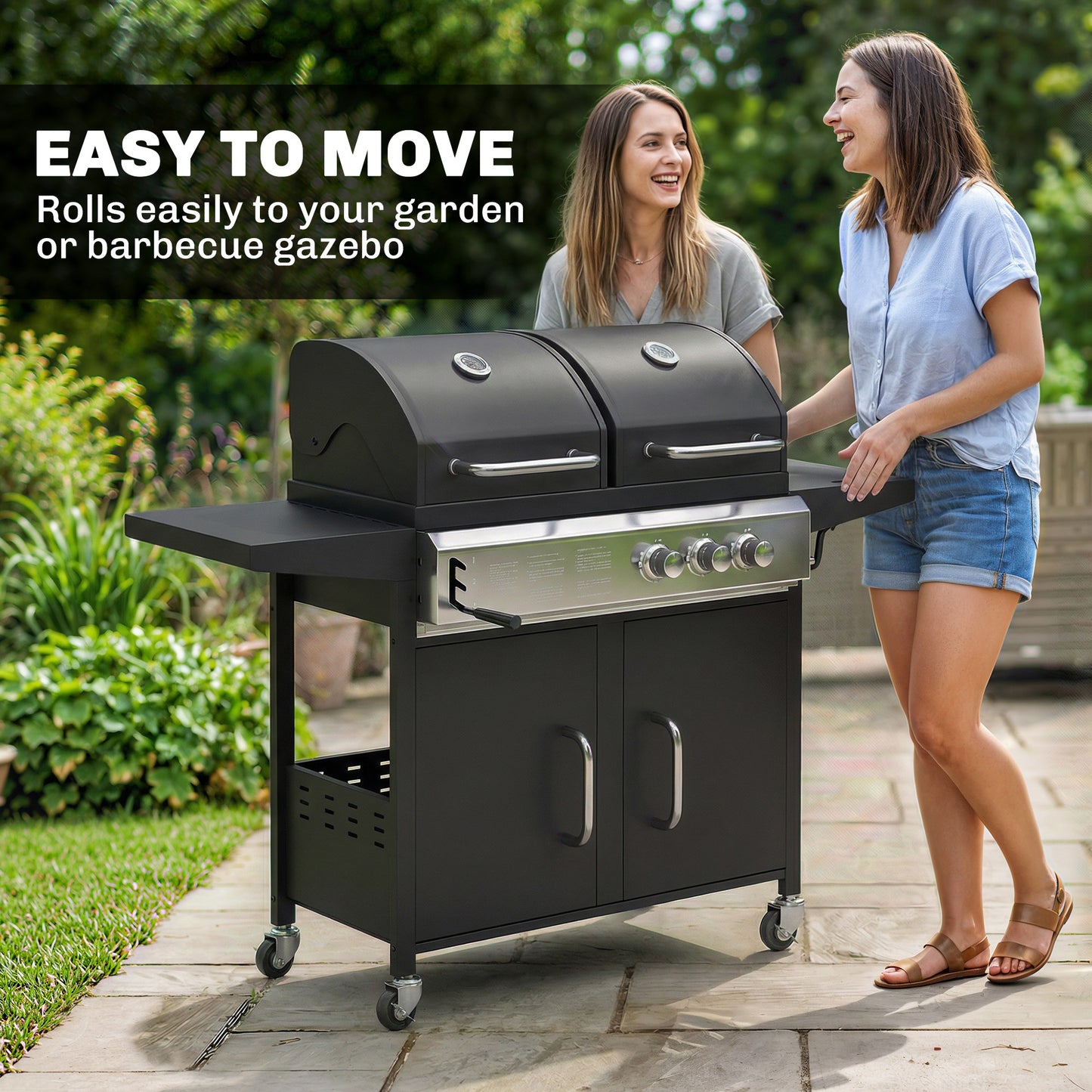 2+1 Burner Hybrid Dual Fuel BBQ Gas Grill