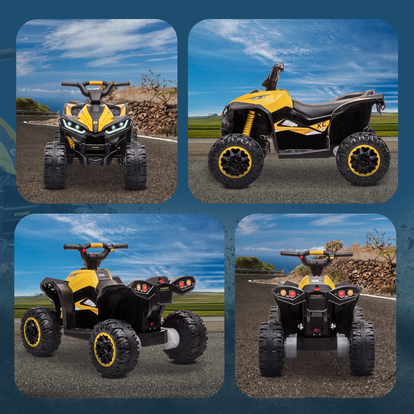 12V Ride-On Quad Bike w/ Music, Horn, for Ages 3+ Years