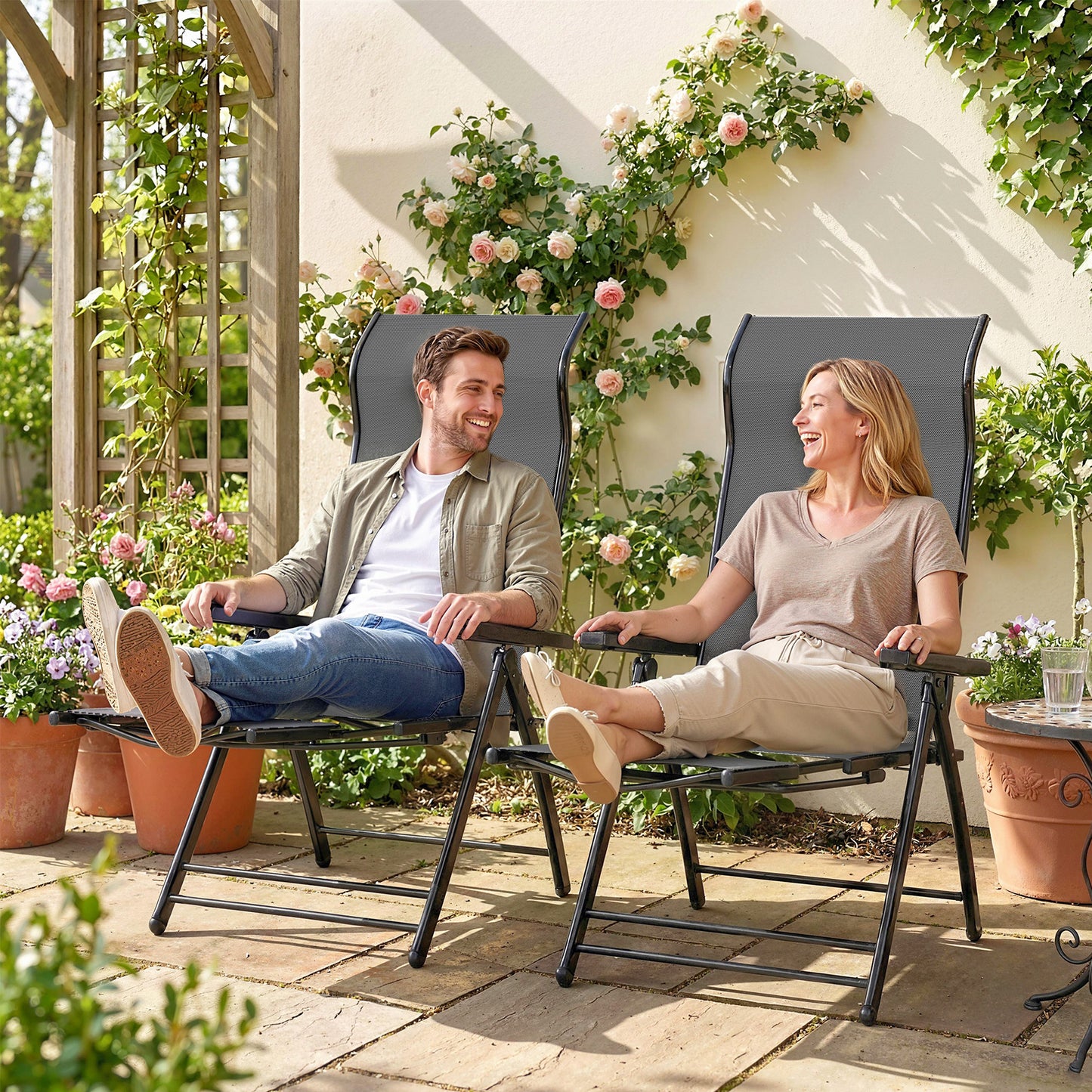 Reclining Garden Chairs Set of 2