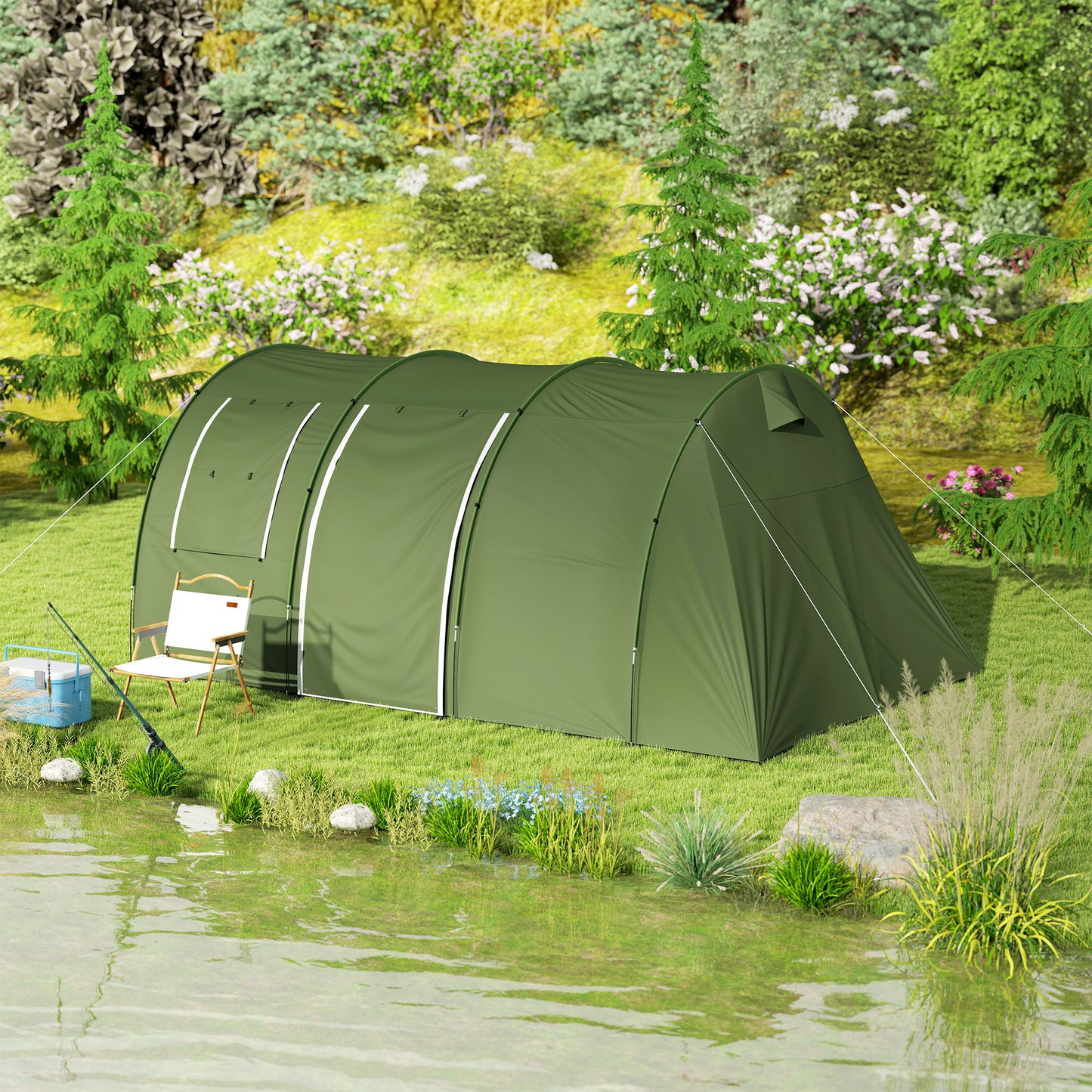 5-6 Man Camping Tent with 2 Room, Floor and Carry Bag
