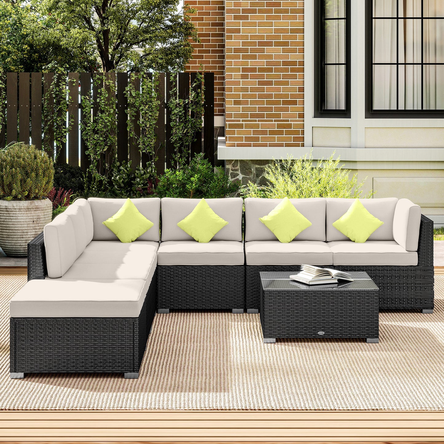 8 Piece Rattan Corner Sofa Set with Wide & Deep Seat