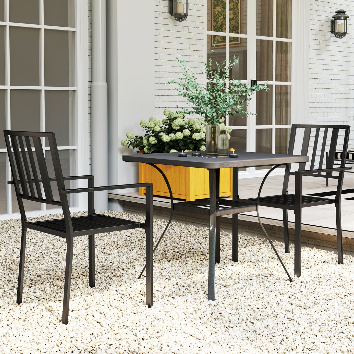 Set of Two Minimal Metal Garden Chairs
