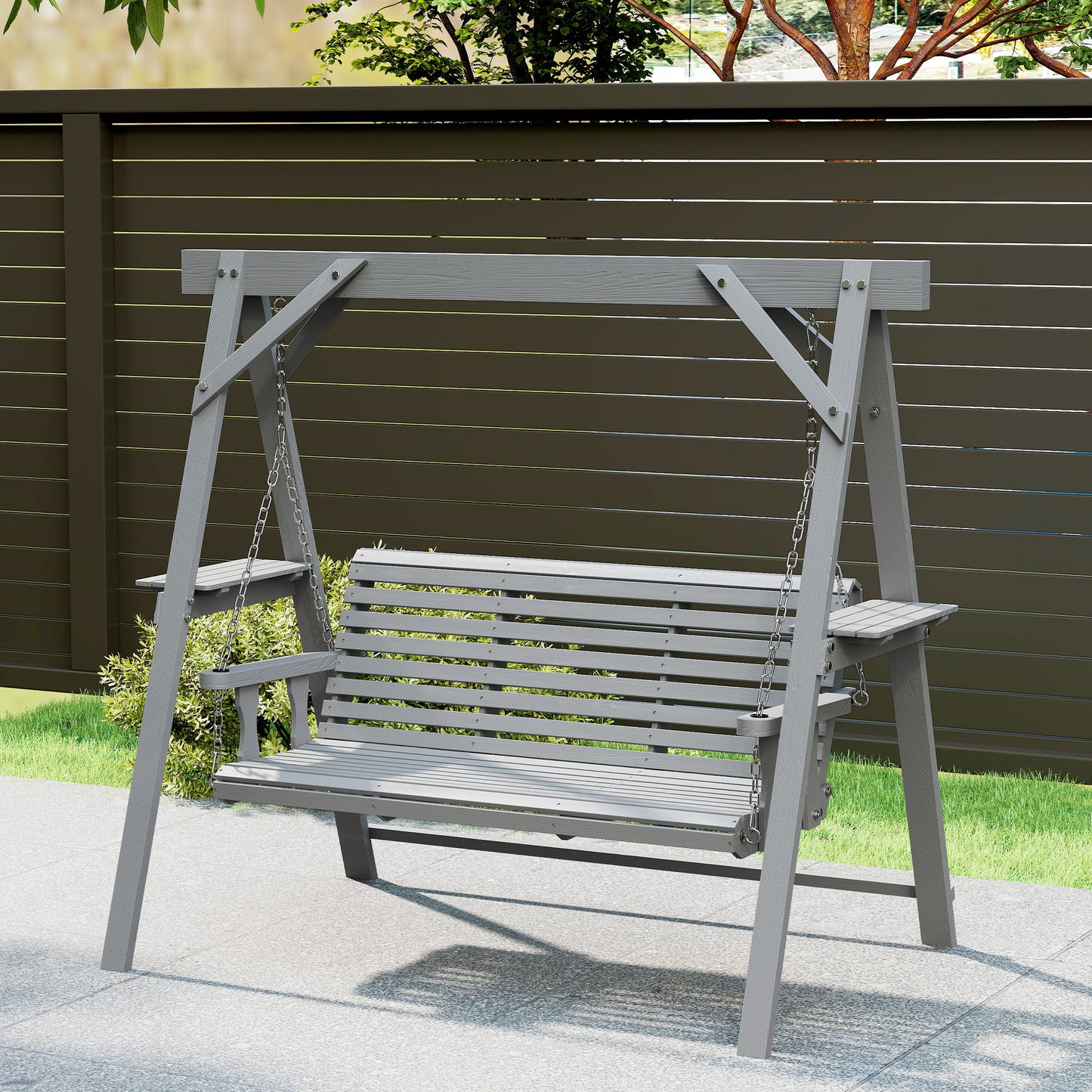Three-Seater Wooden Swing Bench