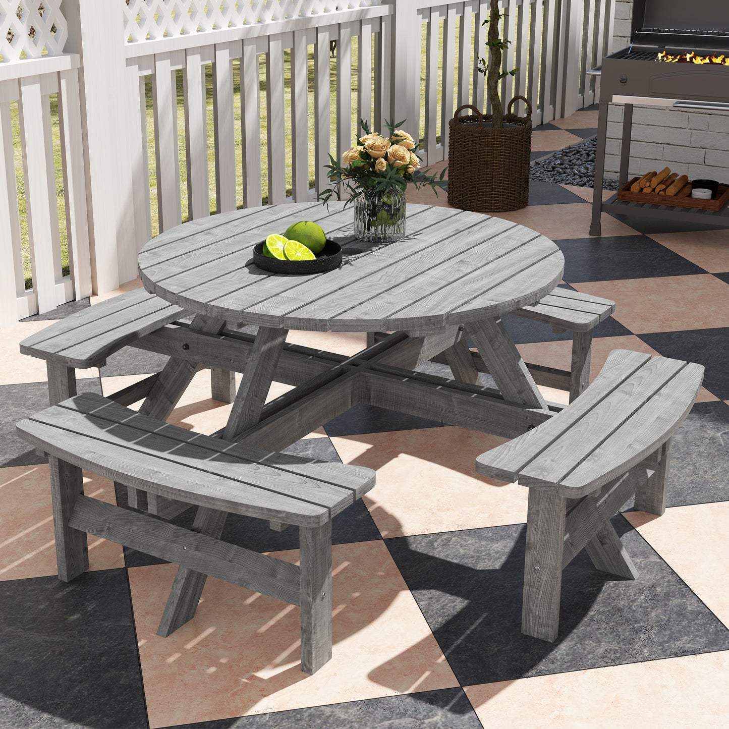 8-Seater Wooden Picnic Set