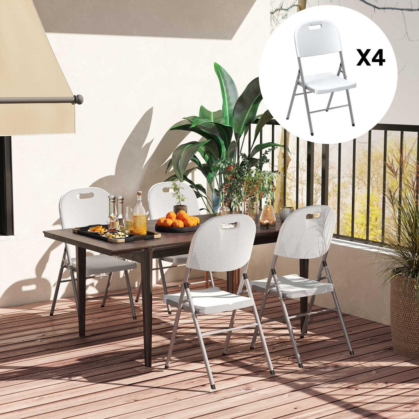 Set of Four Foldable Outdoor Chairs