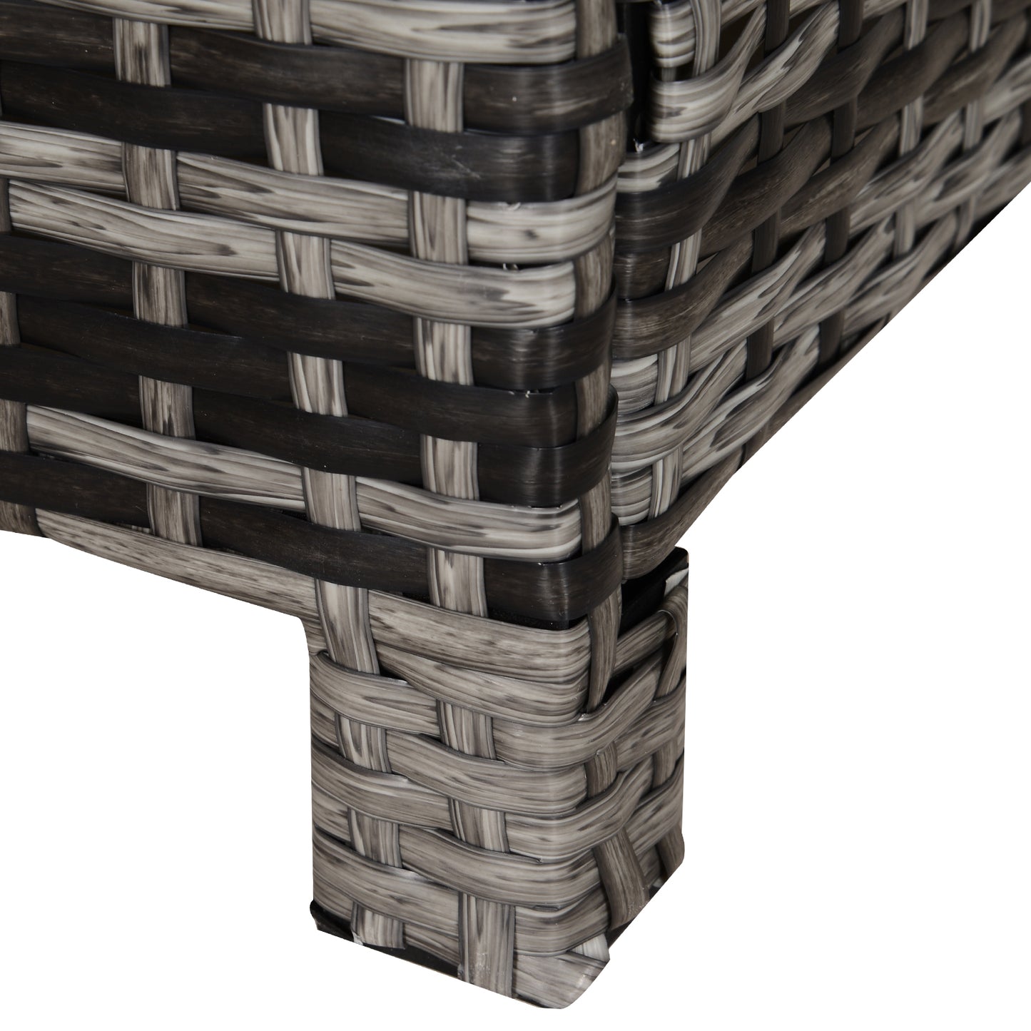 Square PE Rattan Garden Table, with Glass Table Top