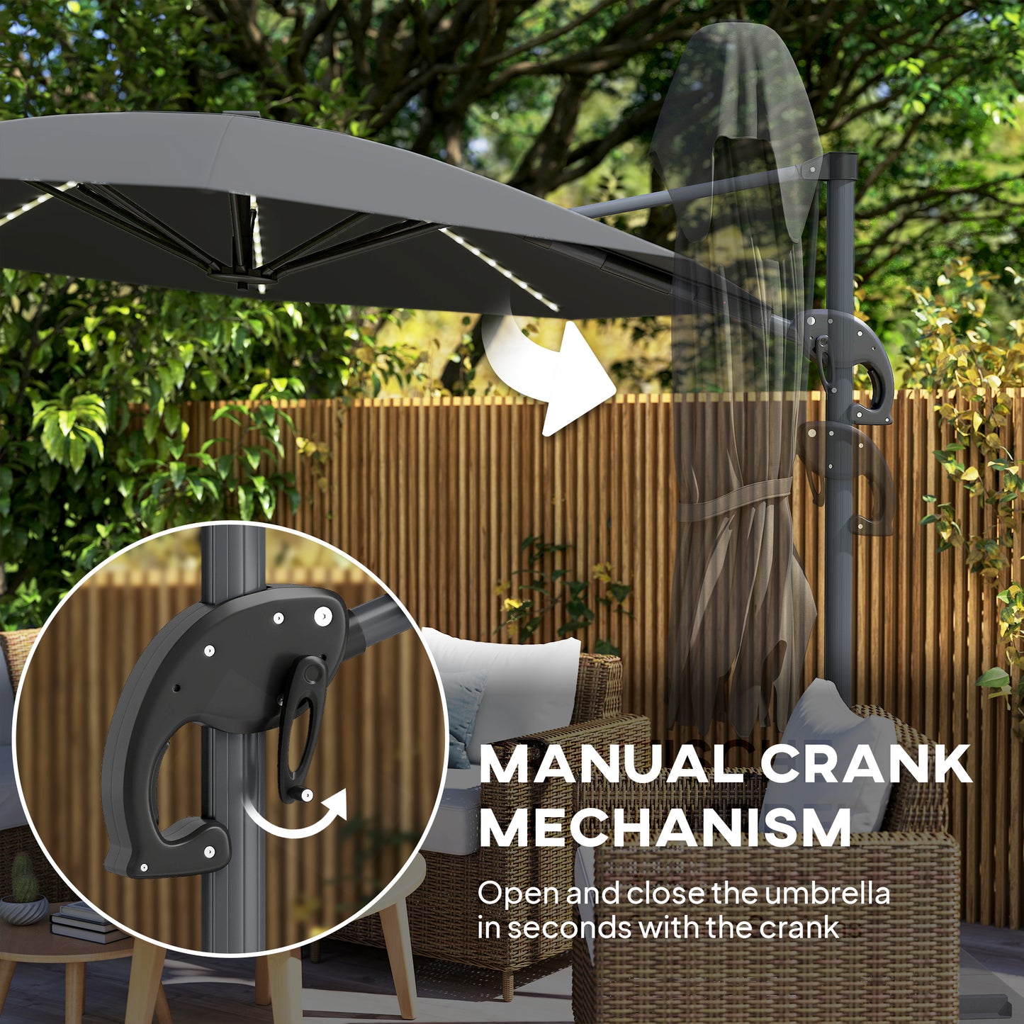 3(m) Cantilever Garden Parasol with Solar Powered Lights