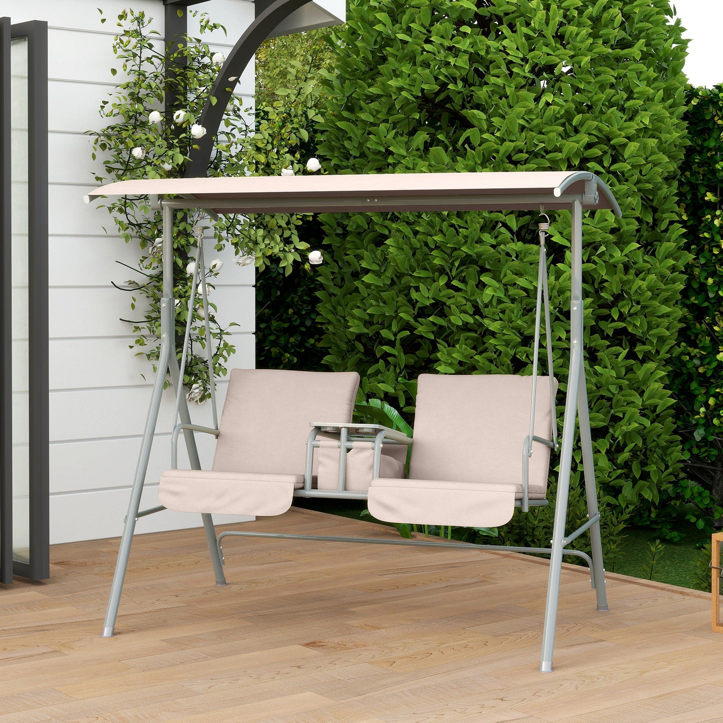 2 Seater Garden Swing Chair Patio Rocking Bench w/ Tilting Canopy