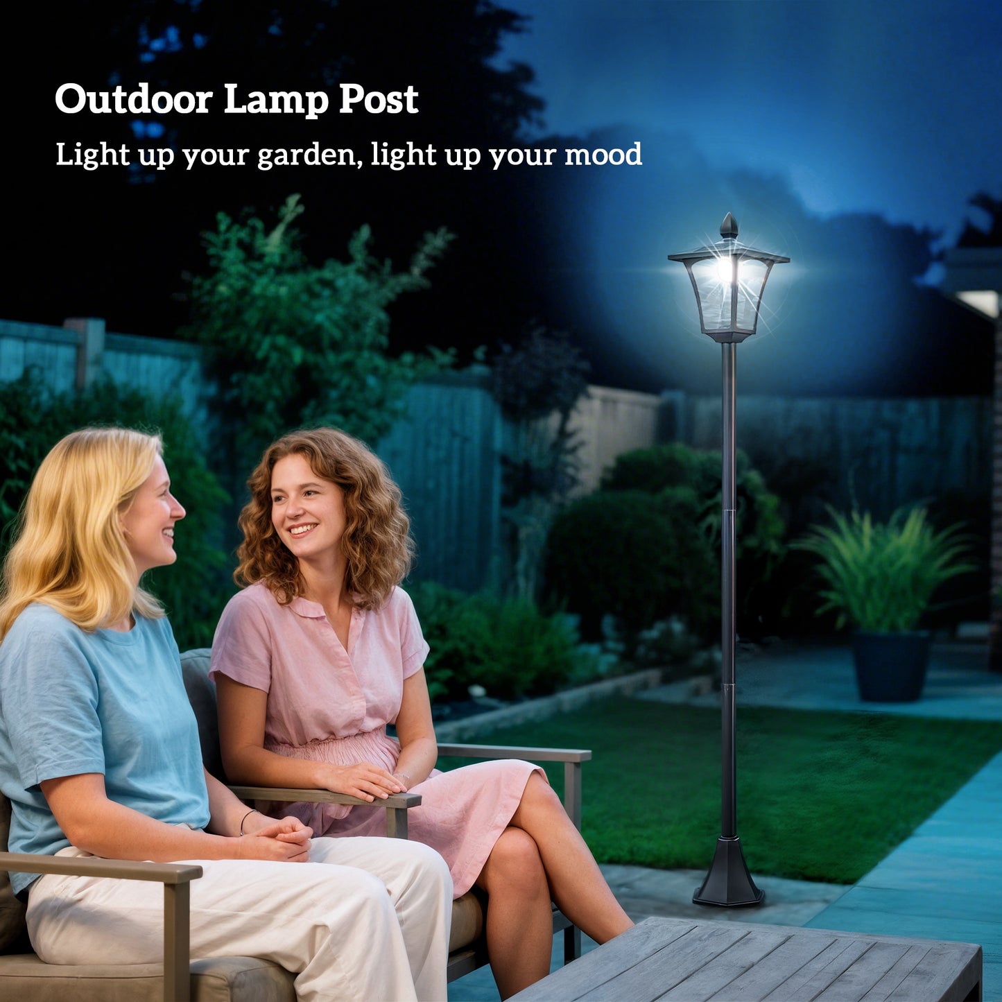 Outdoor Garden Solar Post Lamp Sensor Dimmable LED Lantern Bollard