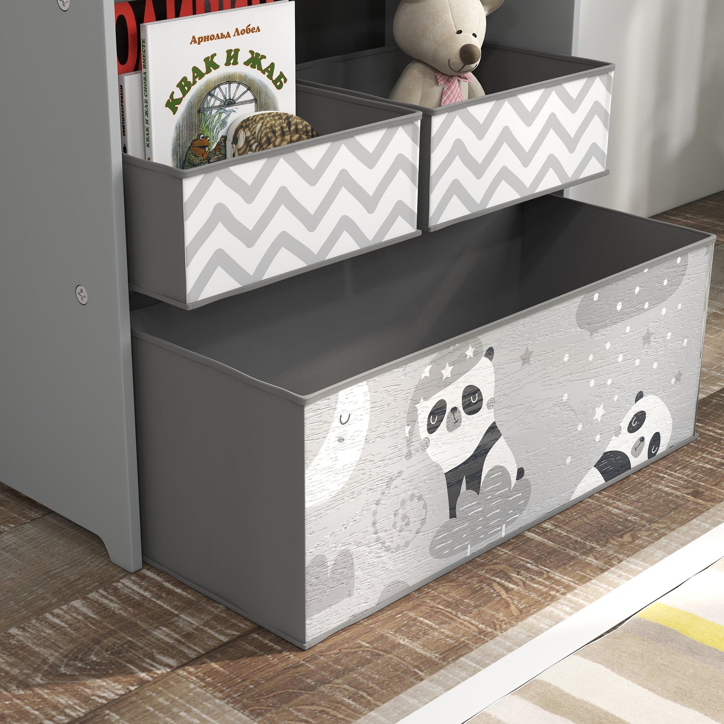Kids Storage Unit, Toy Storage Organiser, with Six Fabric Bins