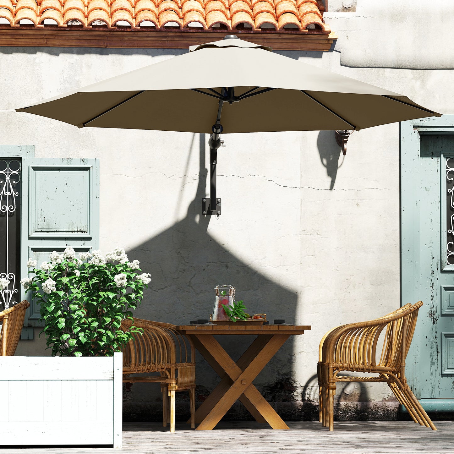 3(m) Wall-Mounted Parasol Shade, with Handle