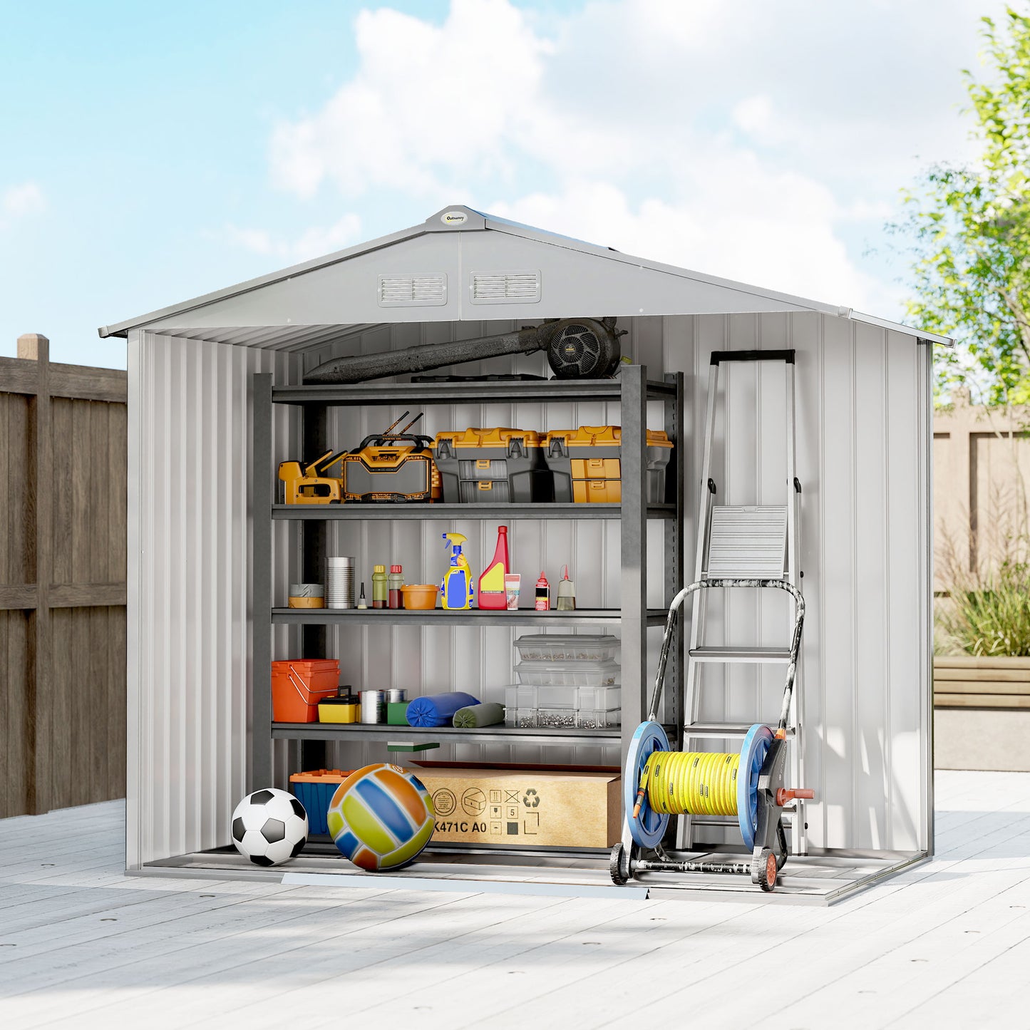 7 x 4ft Lockable Metal Garden Tool Storage Shed Storage