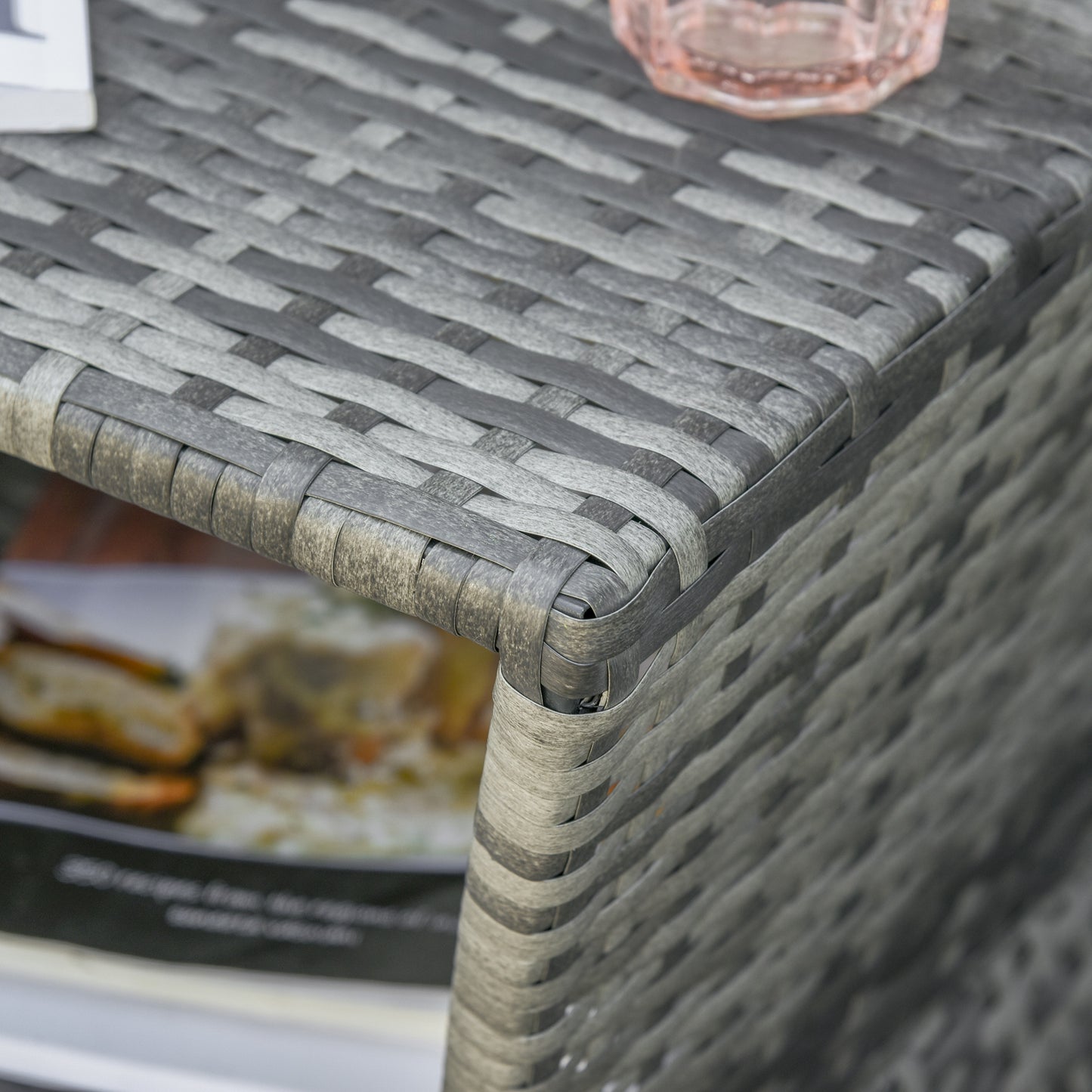 Outdoor Patio Rattan Wicker Coffee Table Bistro Side Table w/