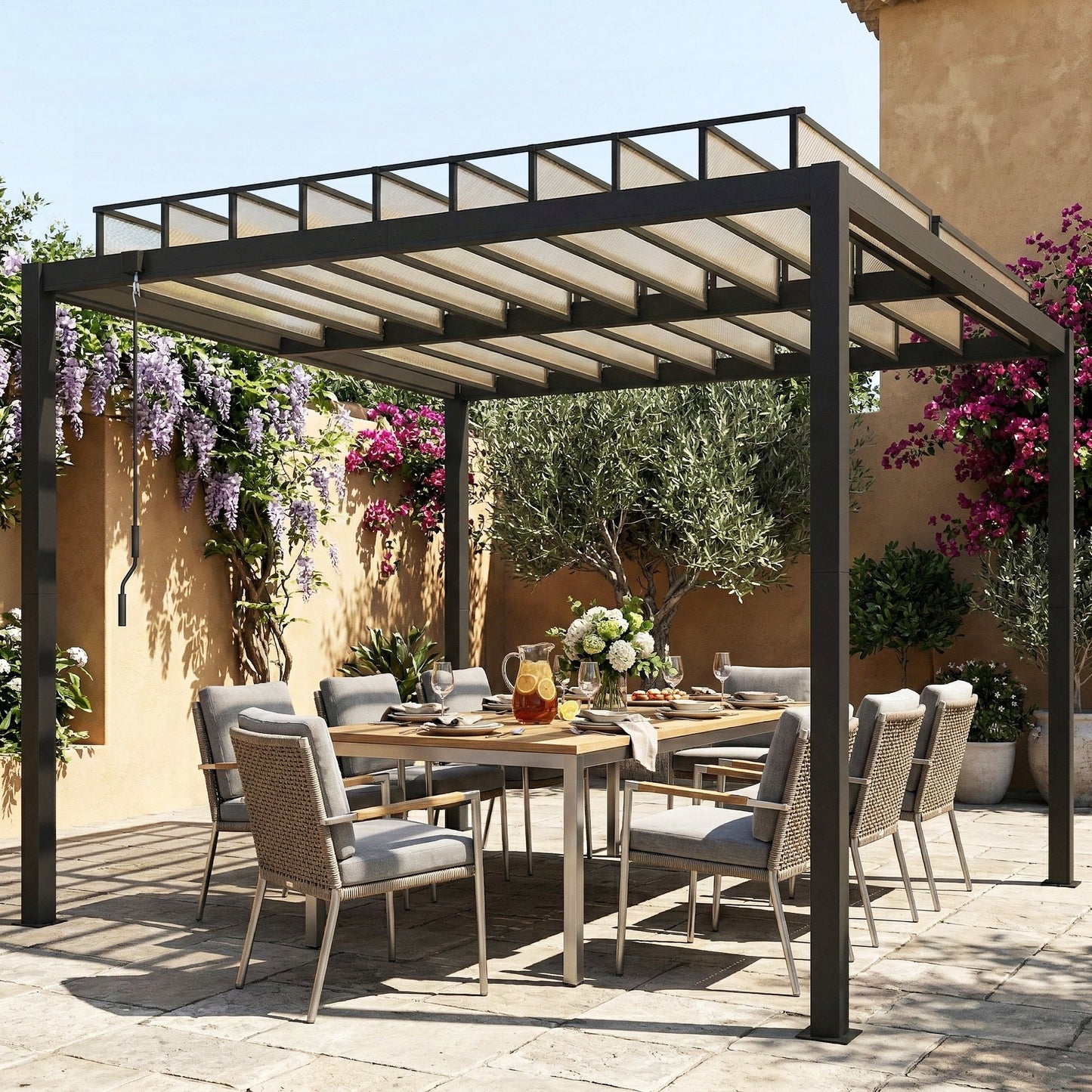3 x 3 m Louvered Pergola with PC Roof
