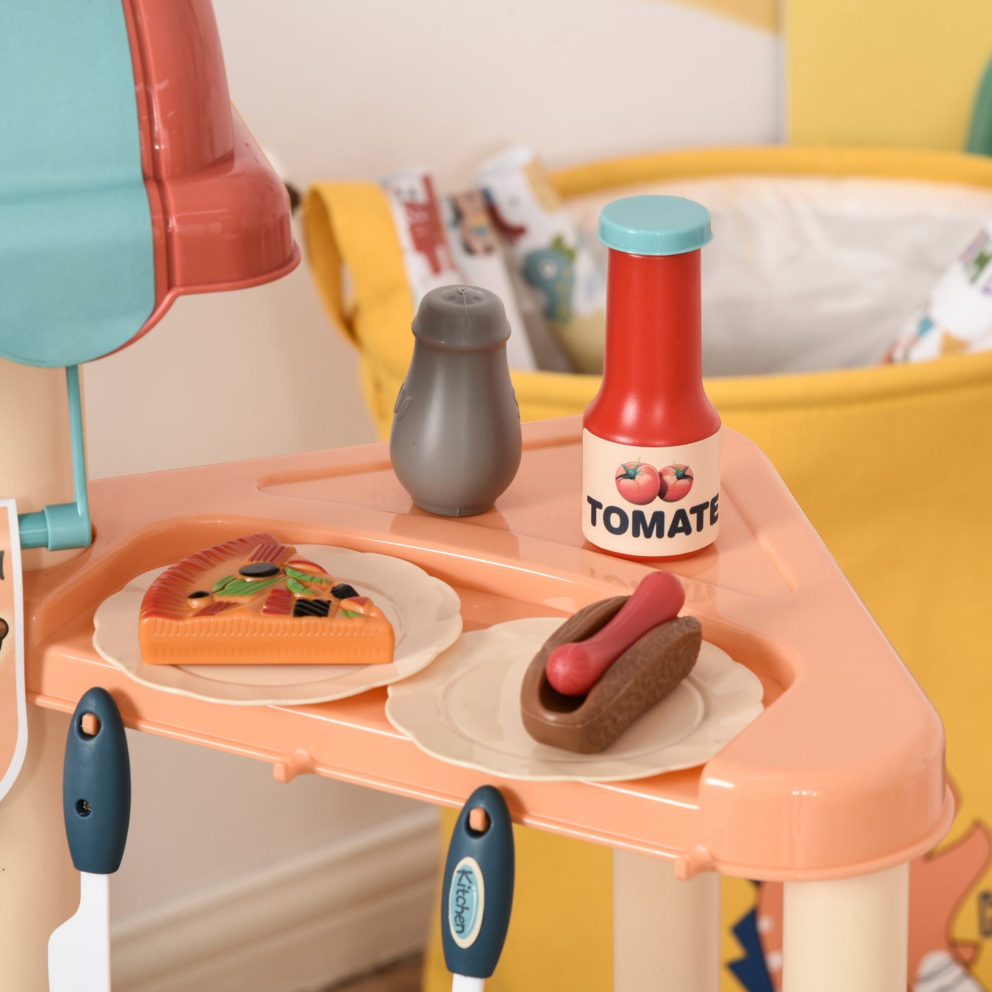 50 Pcs Kids Kitchen Play set Fast Food Trolley Cart Pretend Playset