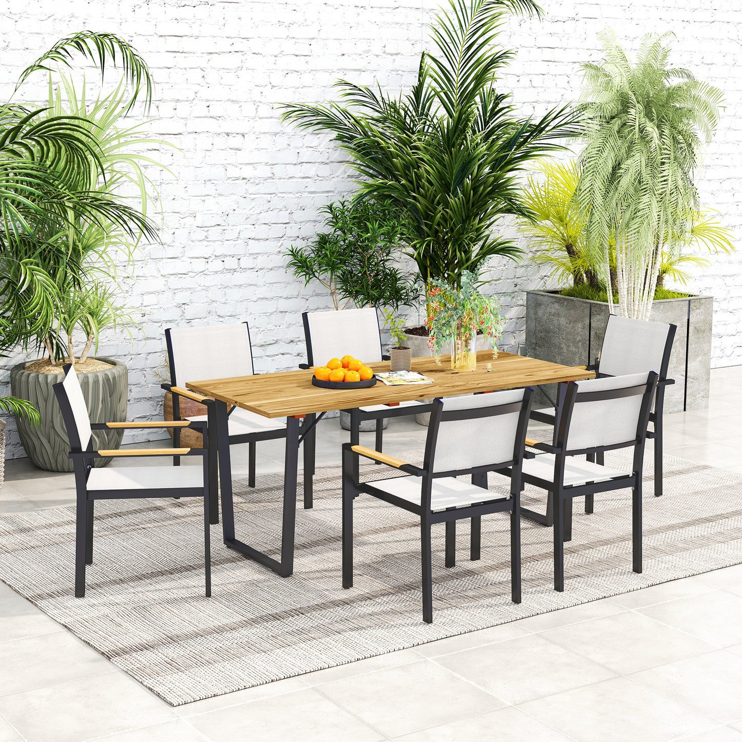 6 Seater Wooden Garden Dining Table