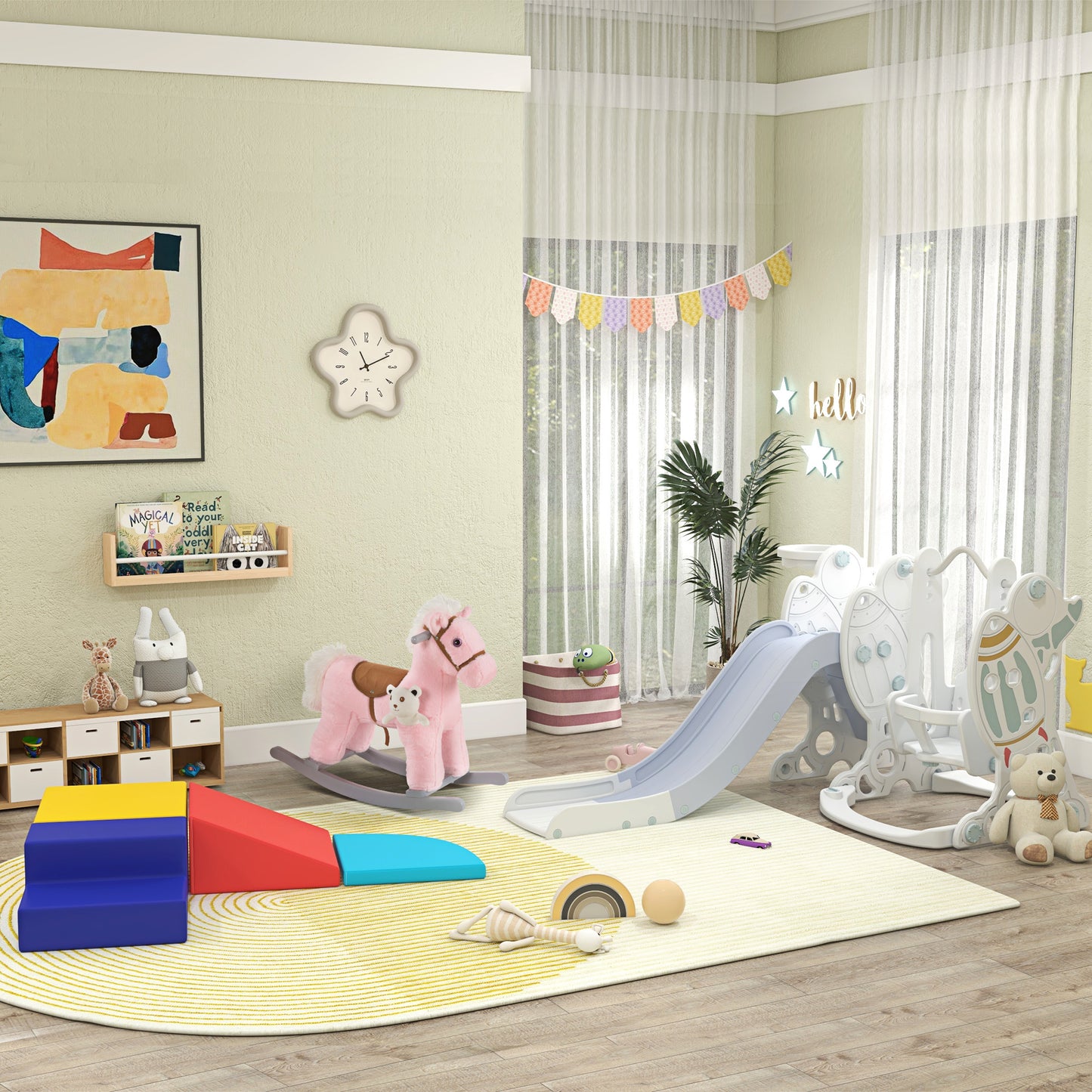 Kids Plush Ride-On Rocking Horse Toy Rocker