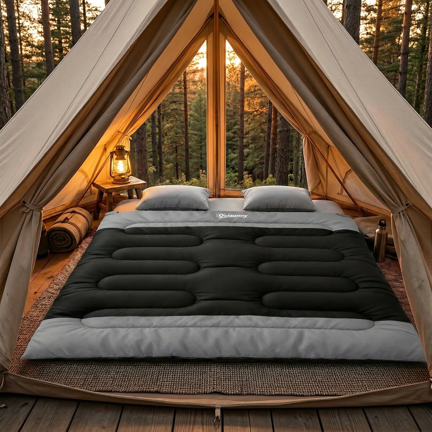 Double Sleeping Bag with 2 Pillows (2)