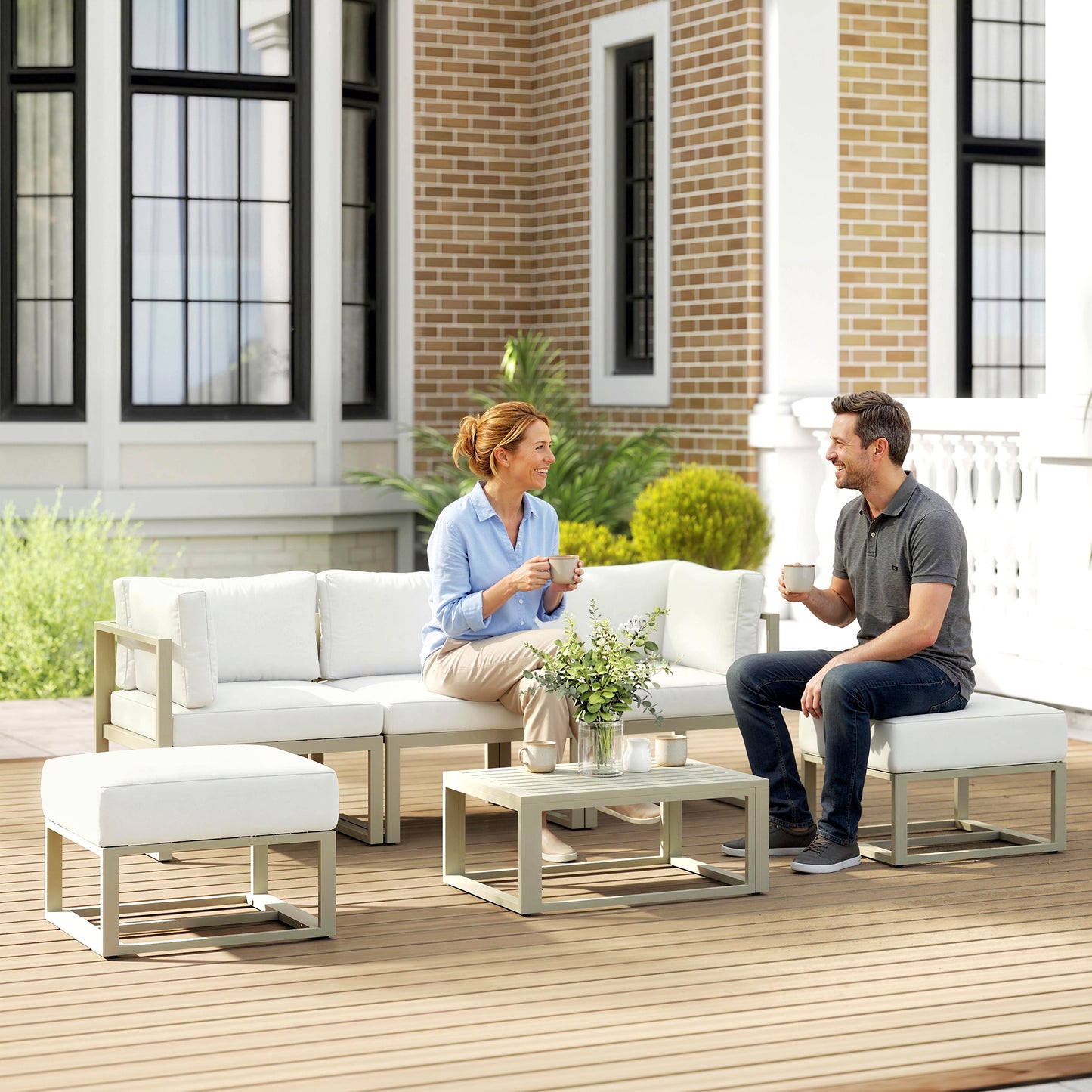 Garden Daybed, 6 Piece Outdoor Sectional Sofa Set
