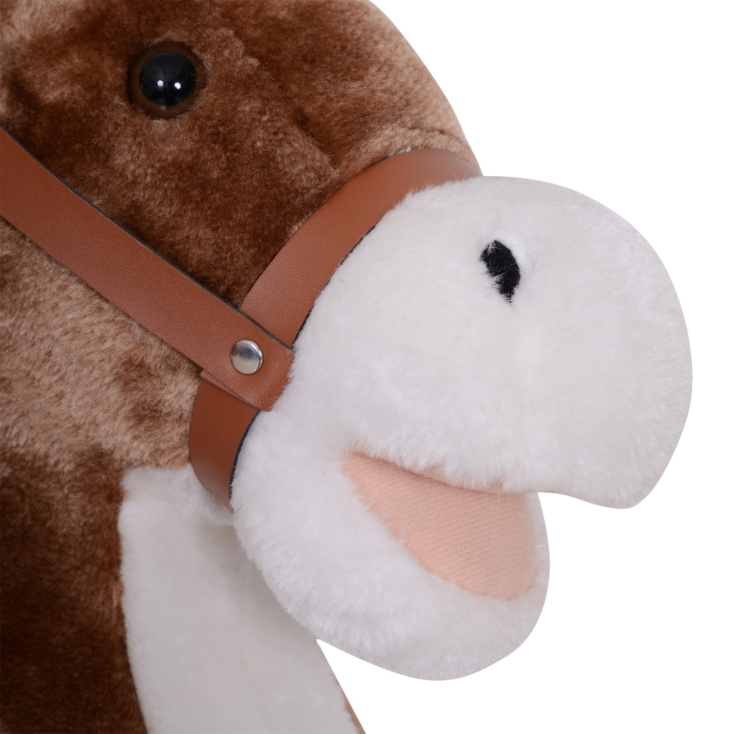 Kids Children Plush Rocking Horse Wooden Base Ride On Toy Rocker