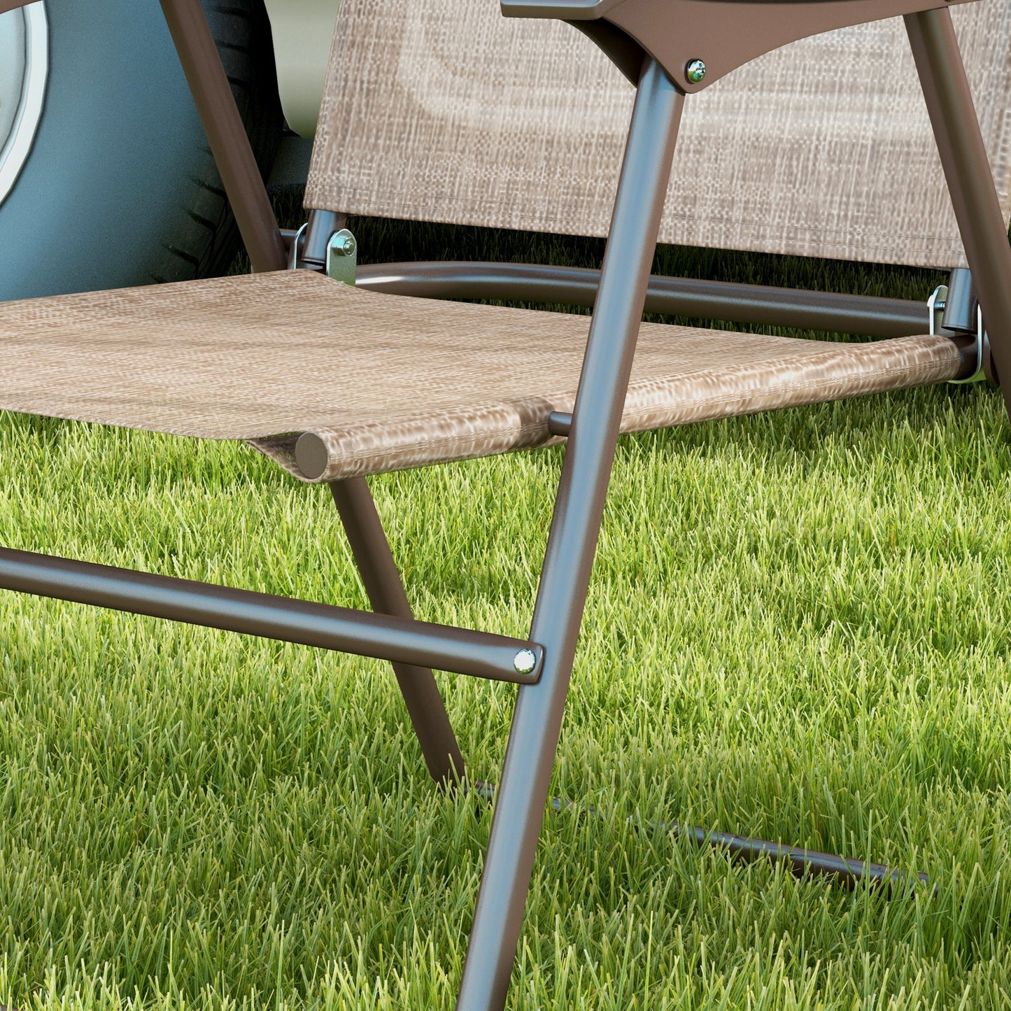 Set of Two Folding Garden Chairs, with Fabric Mesh Seats