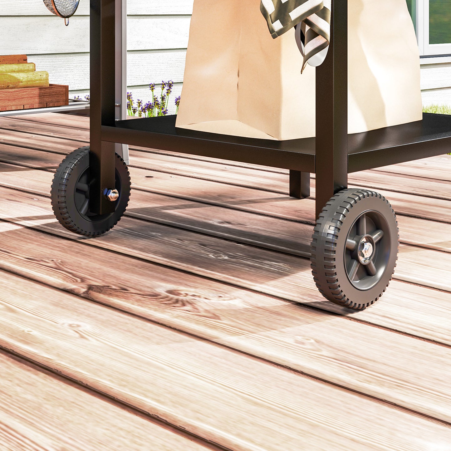BBQ Trolley with Stainless Steel Top and Foldable Side Table