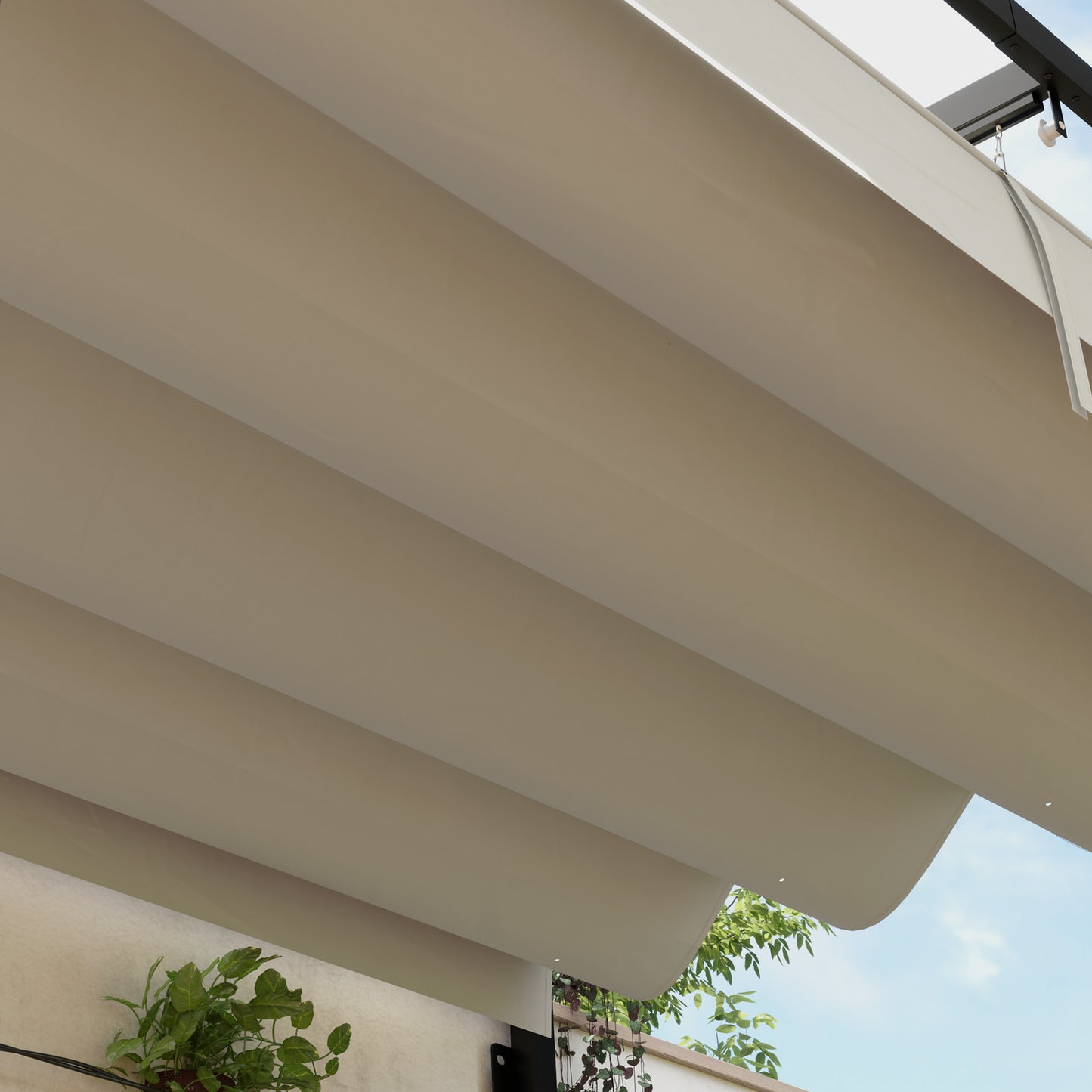 2 x 3(m) Lean To Steel Pergola, with Moving Fabric Canopy
