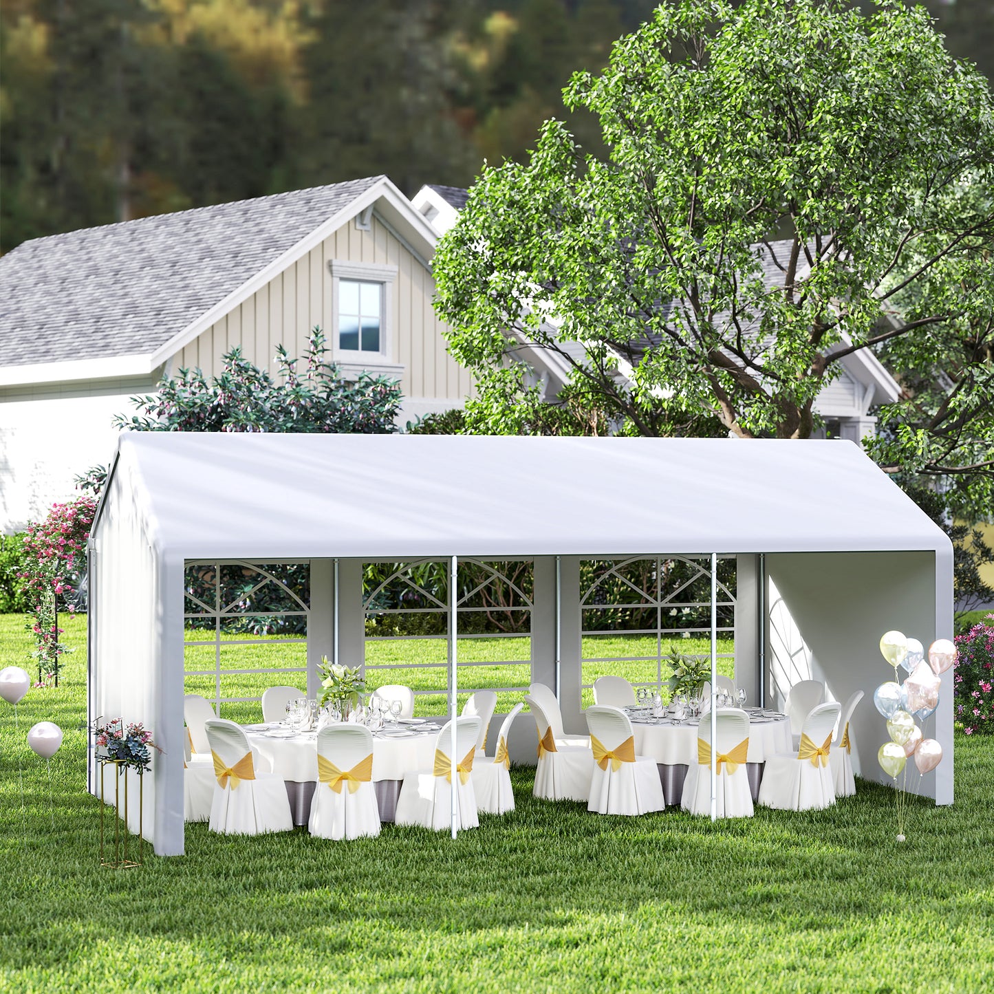 6m x 3m Garden Gazebo Marquee Wedding Shelter Level 4 Wind Protection