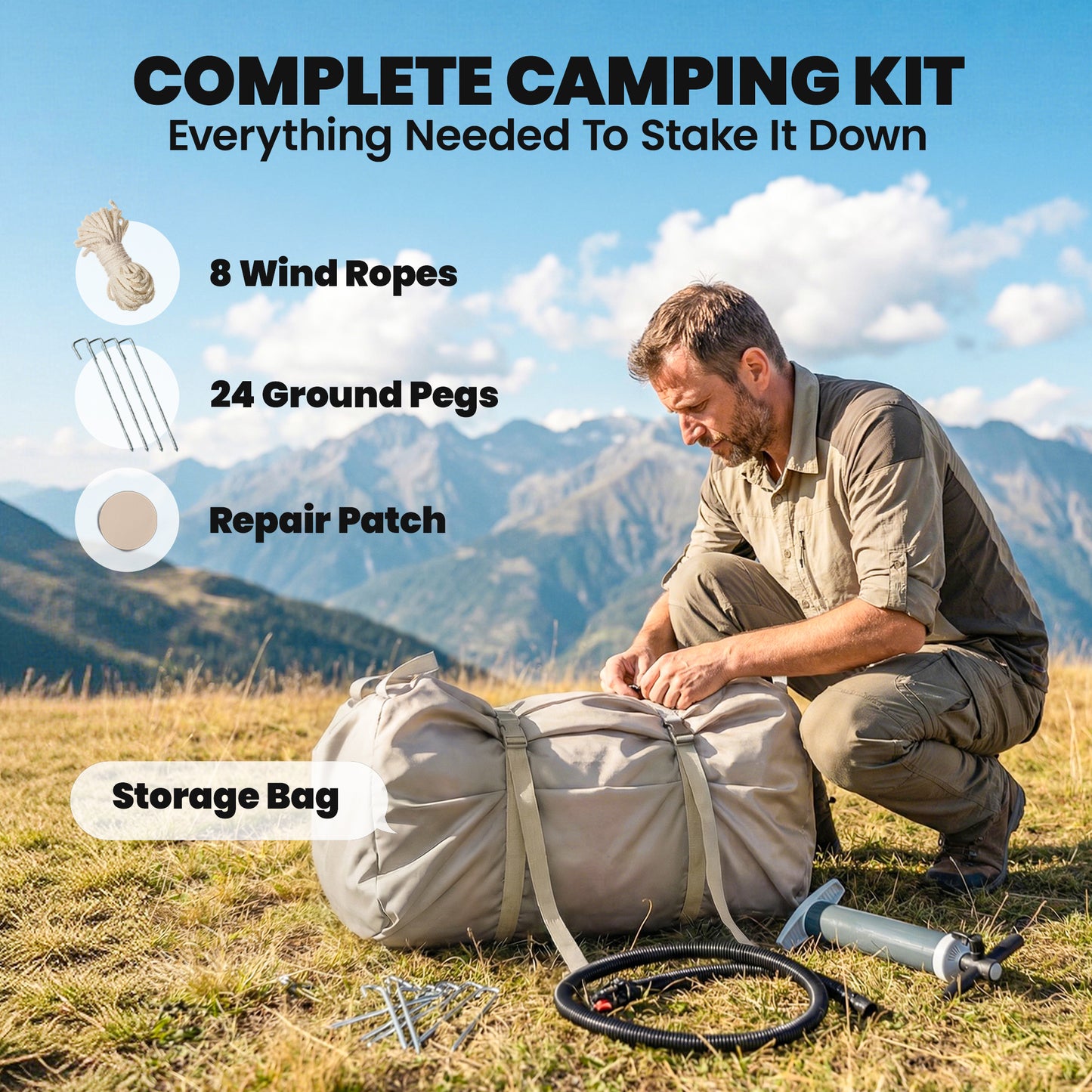 Inflatable Camping Tent, 4 Season Hot Tent 10000mm Waterproof