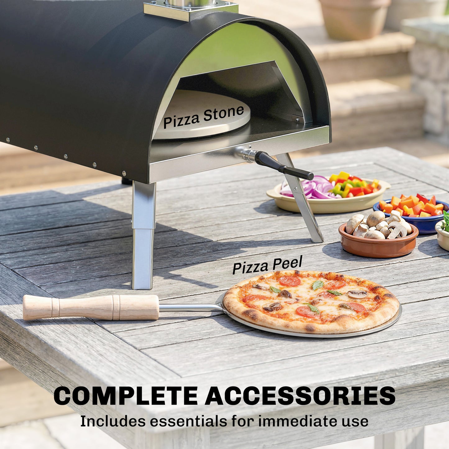 Outdoor Pizza Oven Foldable Legs Pellet Wood Fired Pizza Maker w/