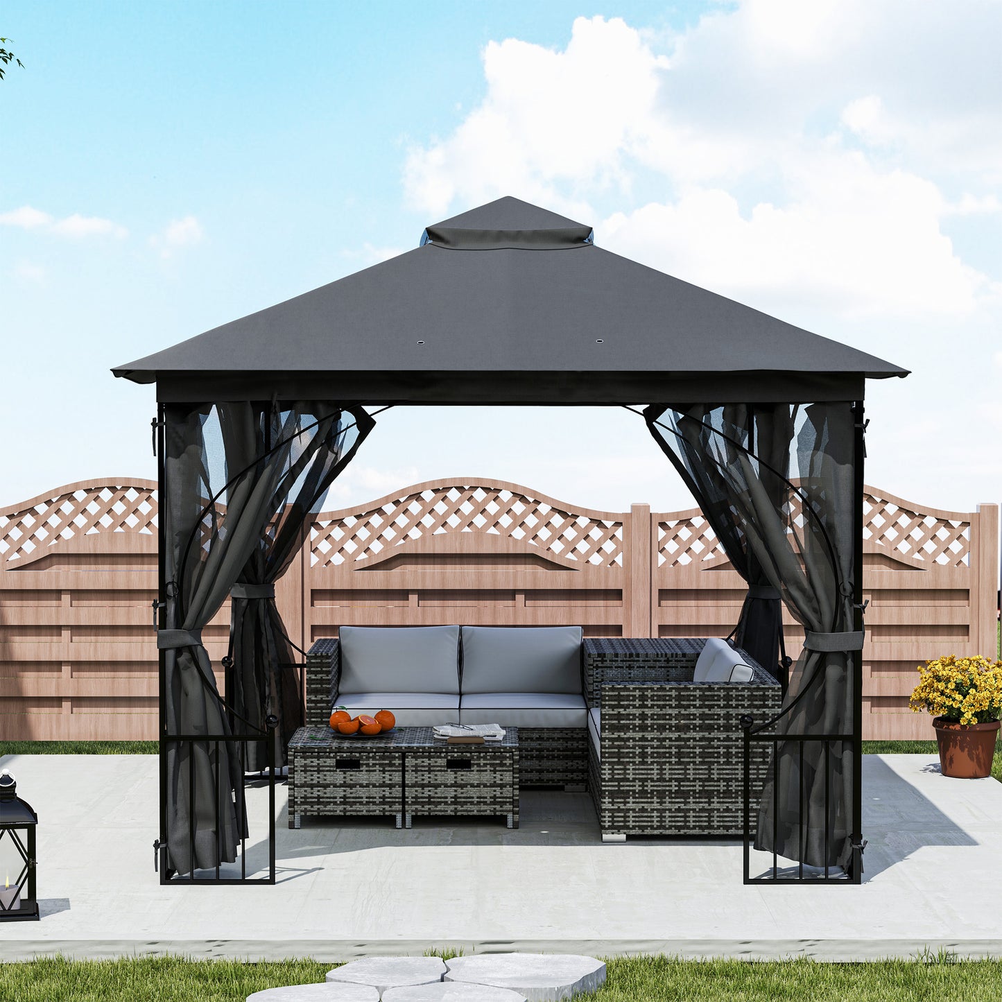 3 x 3m Garden Gazebo Patio Party Tent Shelter Outdoor Canopy Double