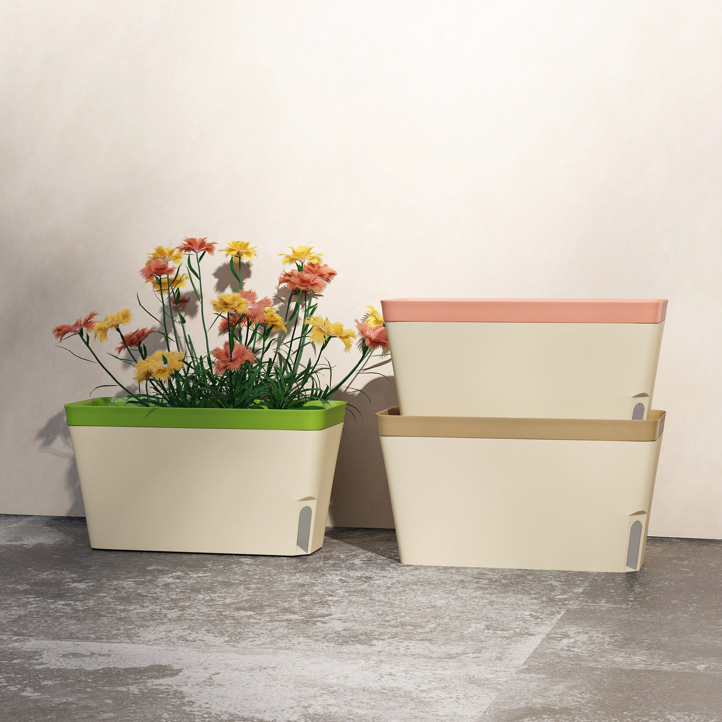 Set of 3 Self Watering Plant Pots Outdoor
