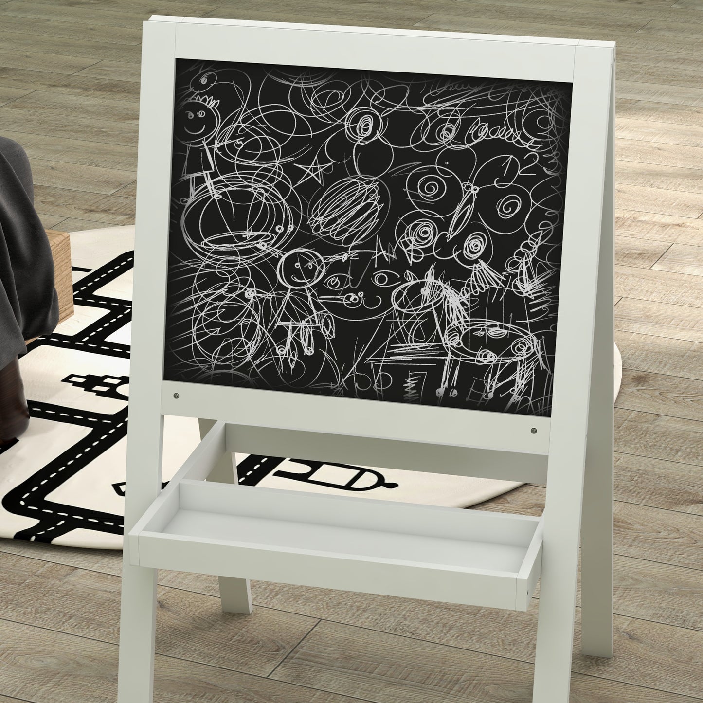 Kids Easel, Art Easel with Double Sided Whiteboard, Chalkboard