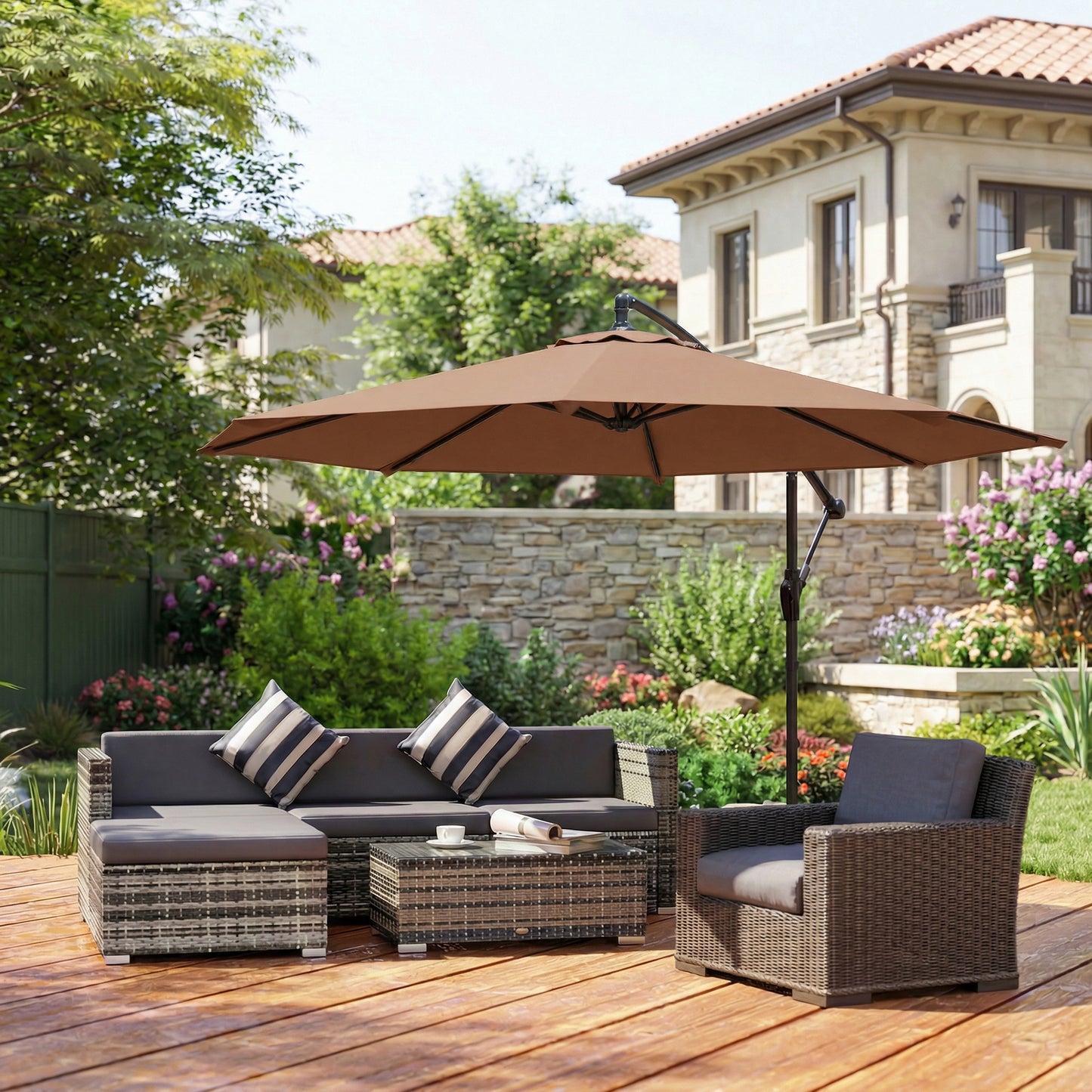 3 m Overhanging Cantilever Parasol, with Cross Base