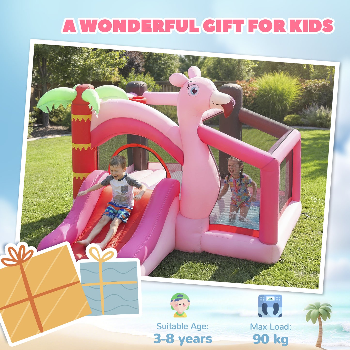 Inflatable Bounce House for Kids with Slide, Ball Pit