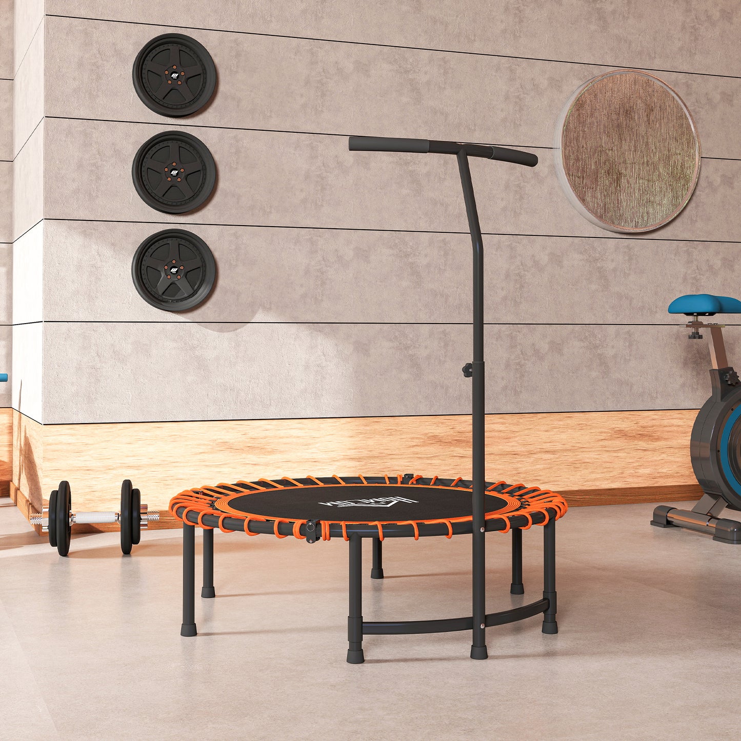 Mini Round Steel Frame Trampoline w/ Adjustable Handle