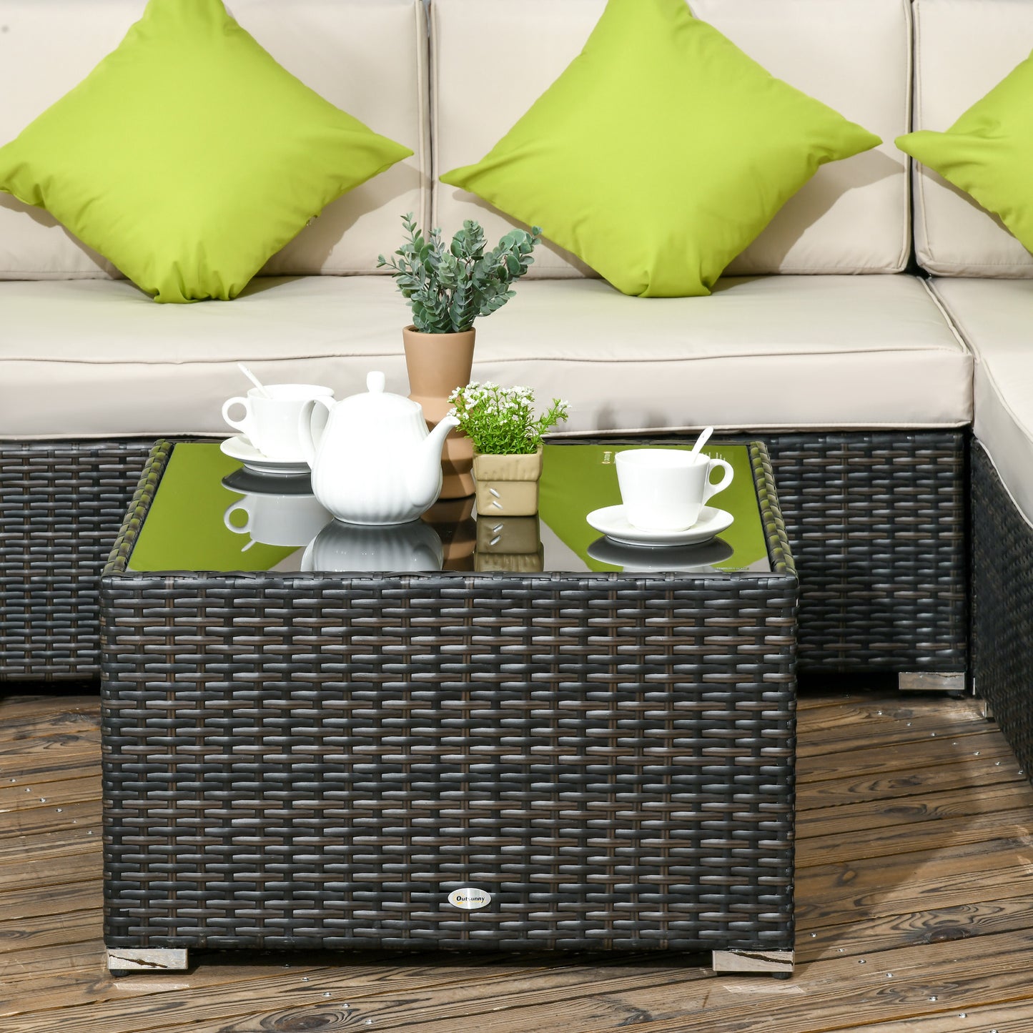 7-Seater PE Rattan Corner Sofa Set, Garden Furniture Set