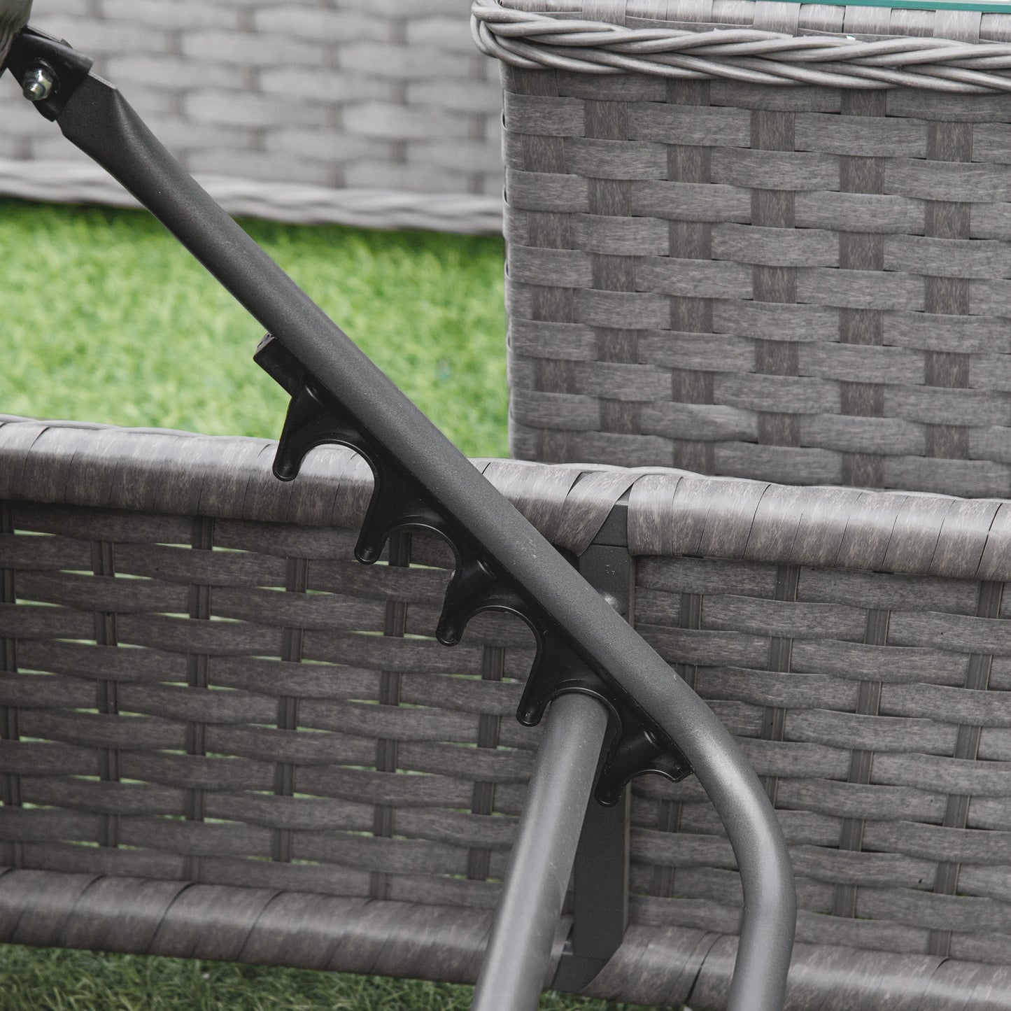 3 Pieces Rattan Sun Lounger Set with Aluminium Frame